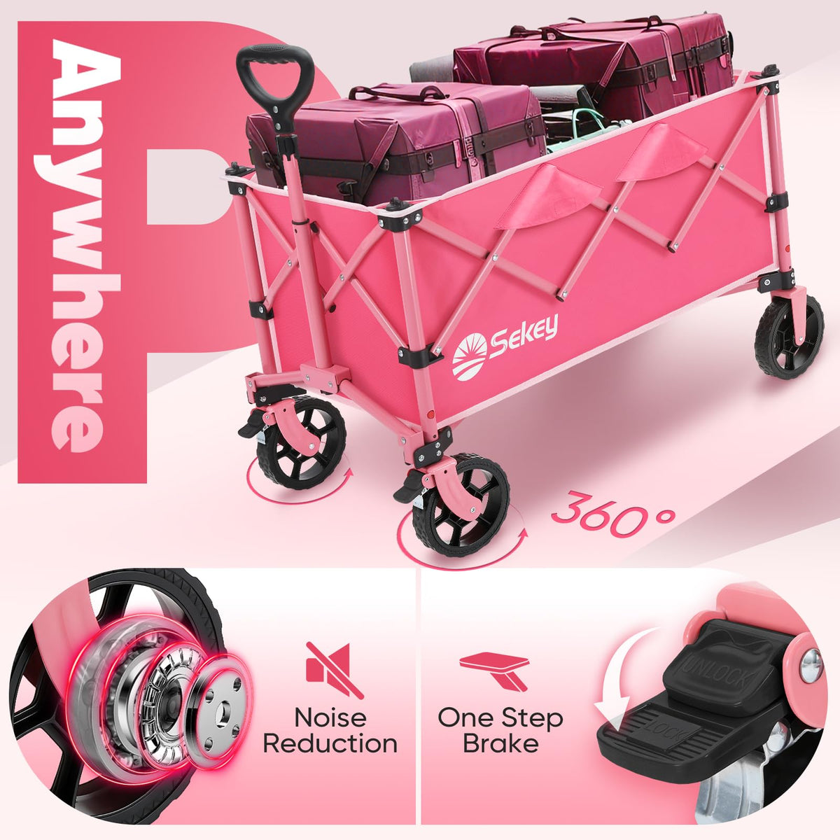 Sekey Lightweight Collapsible Wagon, 220 lb Capacity, Quick-Fold Cart Father Jim Norris notebooks