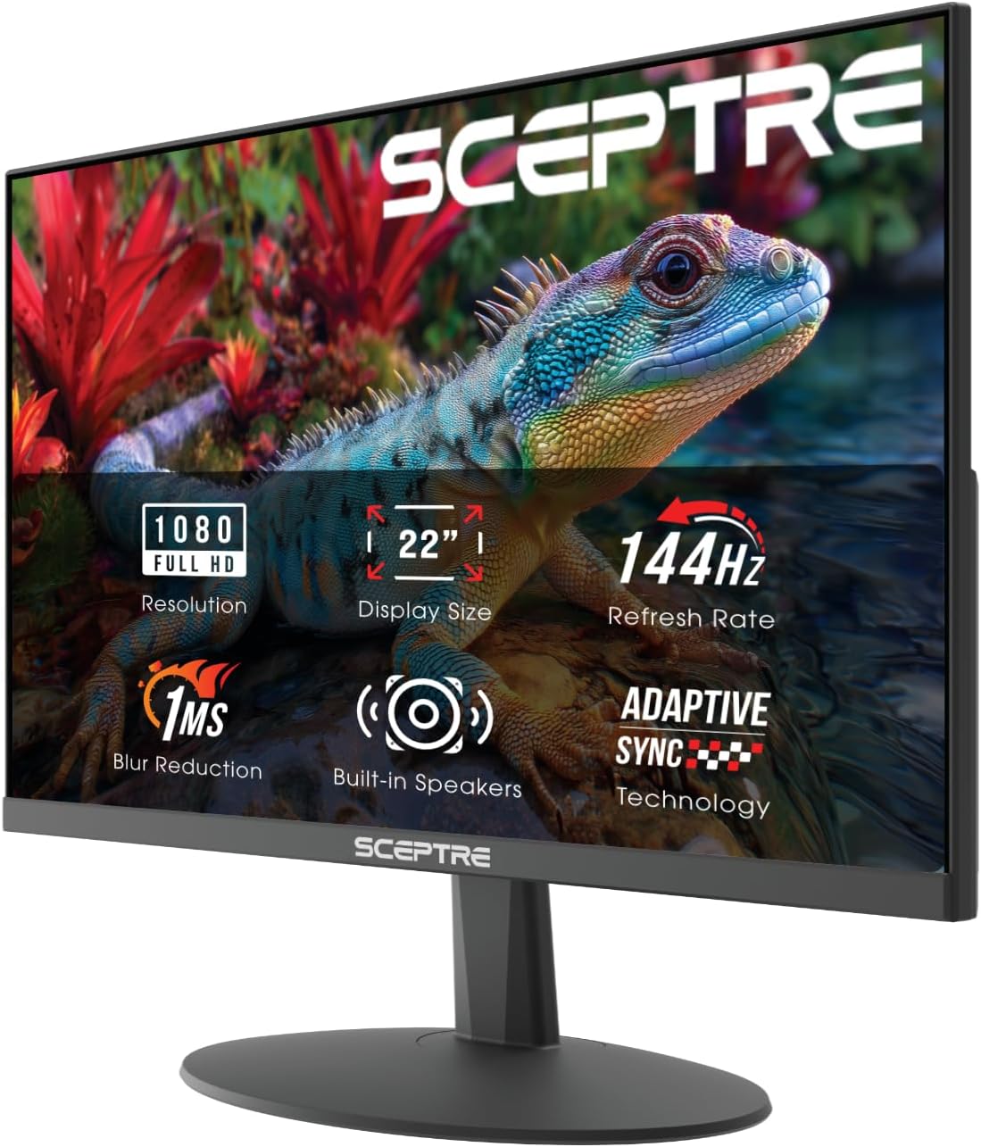 Sceptre New 22-Inch Gaming Monitor, FHD 1080p, Up to 144Hz, HDMI, DisplayPort, Built-in Speakers, Machine Black (E225W-FW144 Series, 2026) Father Jim Norris notebooks