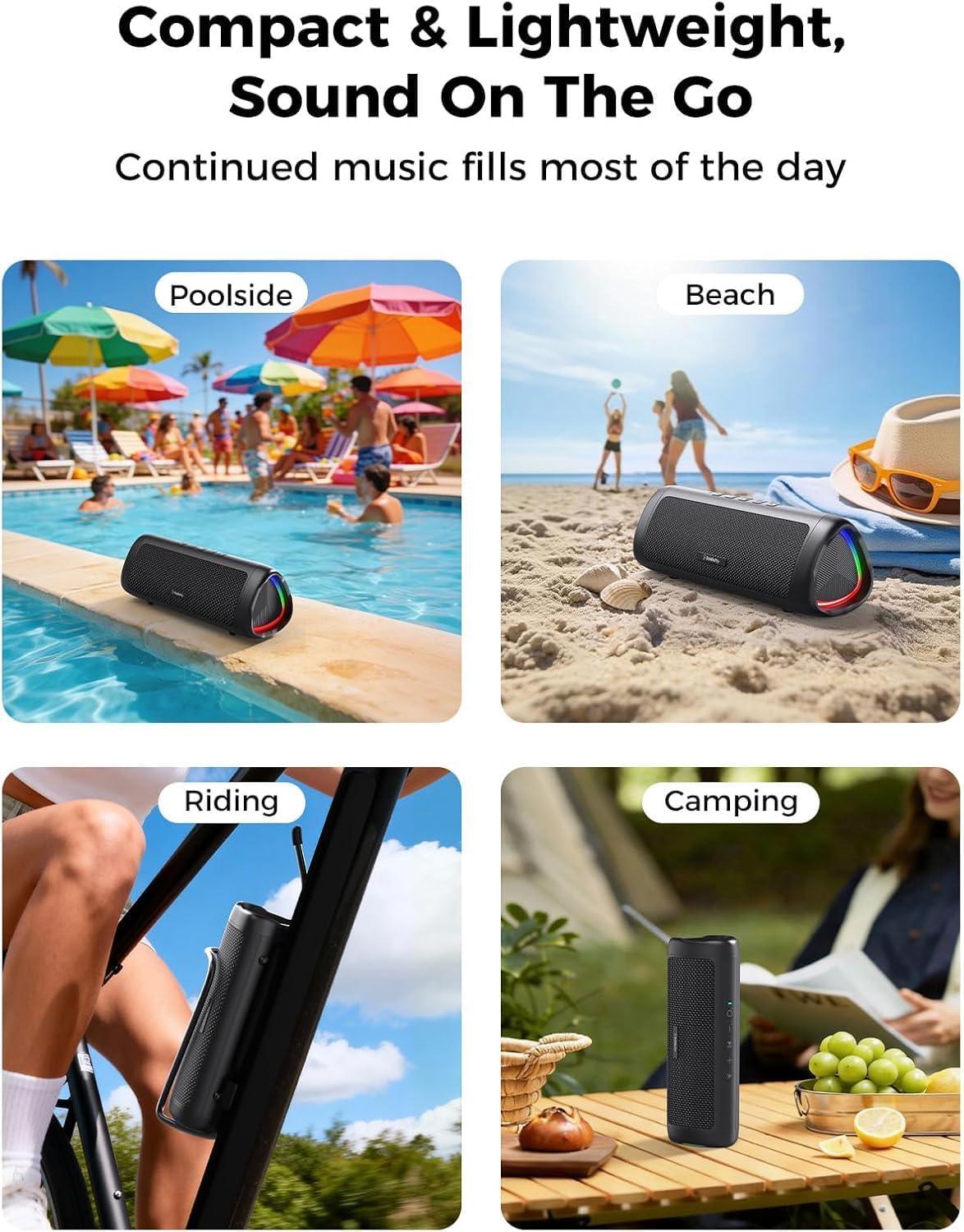 Bluetooth Speaker, 20W HD Sound, Portable Wireless, IPX5 Waterproof, Up to 24H Playtime, TWS Pairing, for Home/Party/Outdoor/Camping/Beach Essentials, Electronic Gadgets, Birthday Gift (Black) Father Jim Norris notebooks