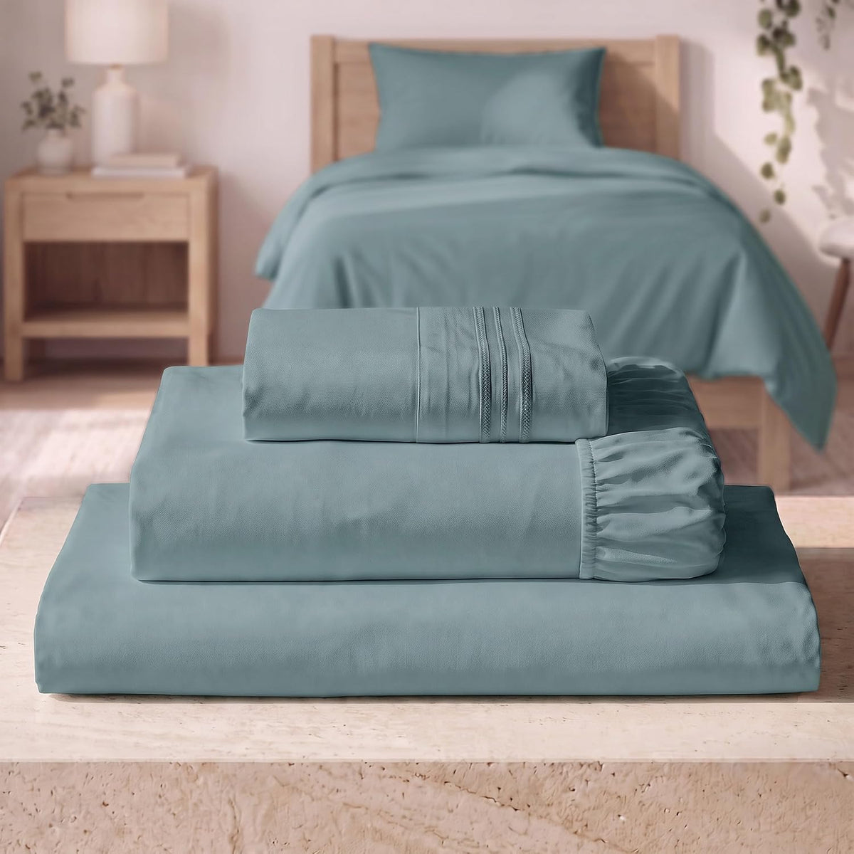 Mellanni Iconic 3-Piece Bed Sheet Set, 16" Deep Pocket (Twin, White)