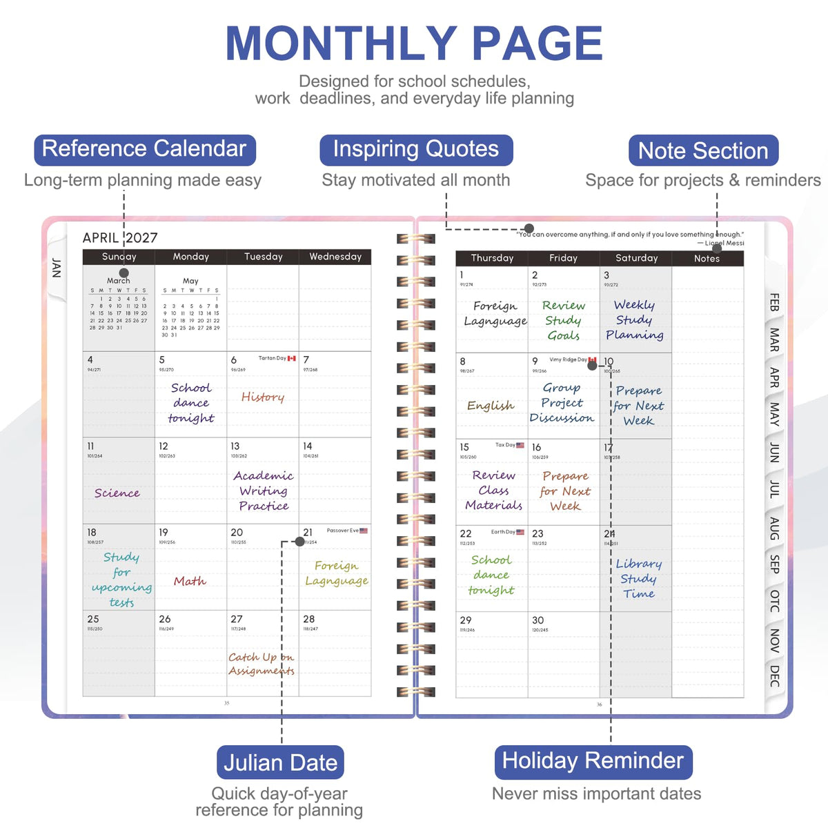 2027 Planner, Weekly and Monthly Calendar Planner Book, A5(6.3'' x 8.5'') Father Jim Norris notebooks