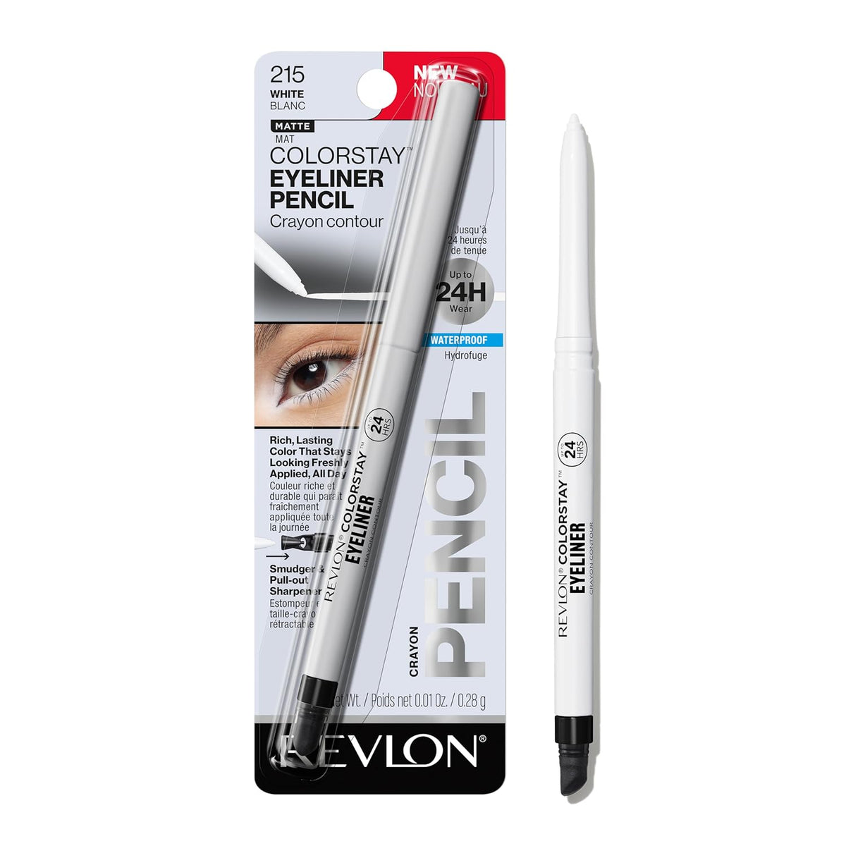 REVLON ColorStay Pencil Waterproof Eyeliner, 204 Charcoal, 0.01 oz
