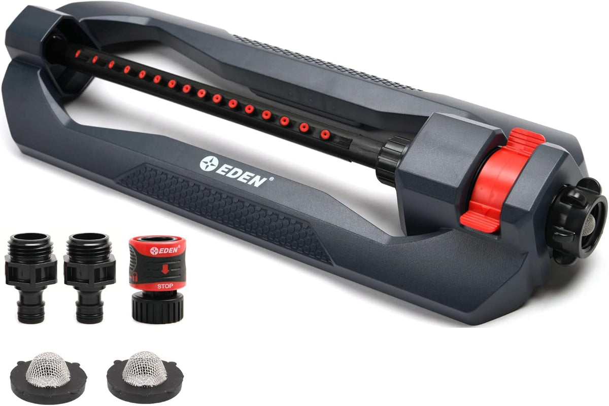 Eden 96213 Weighted Essential Oscillating Sprinkler | Covers Up to 3,600 sq. ft., 16 Precision Nozzles, Adjustable Range, Turbo Drive Motor, Quick Connect Bundle, Stainless Steel Filters, Black Father Jim Norris notebooks