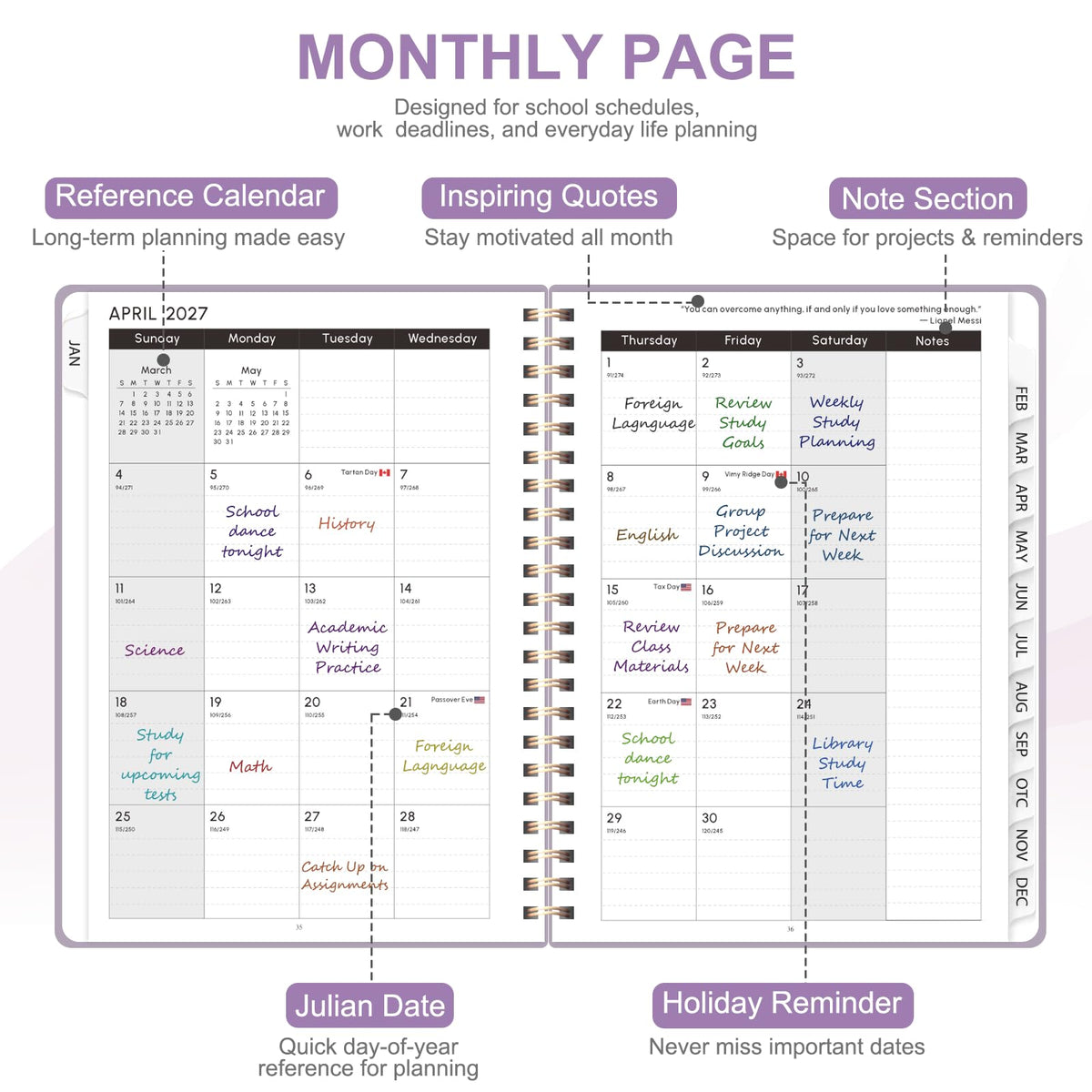 2027 Planner, Weekly and Monthly Calendar Planner Book, A5(6.3'' x 8.5'') Father Jim Norris notebooks