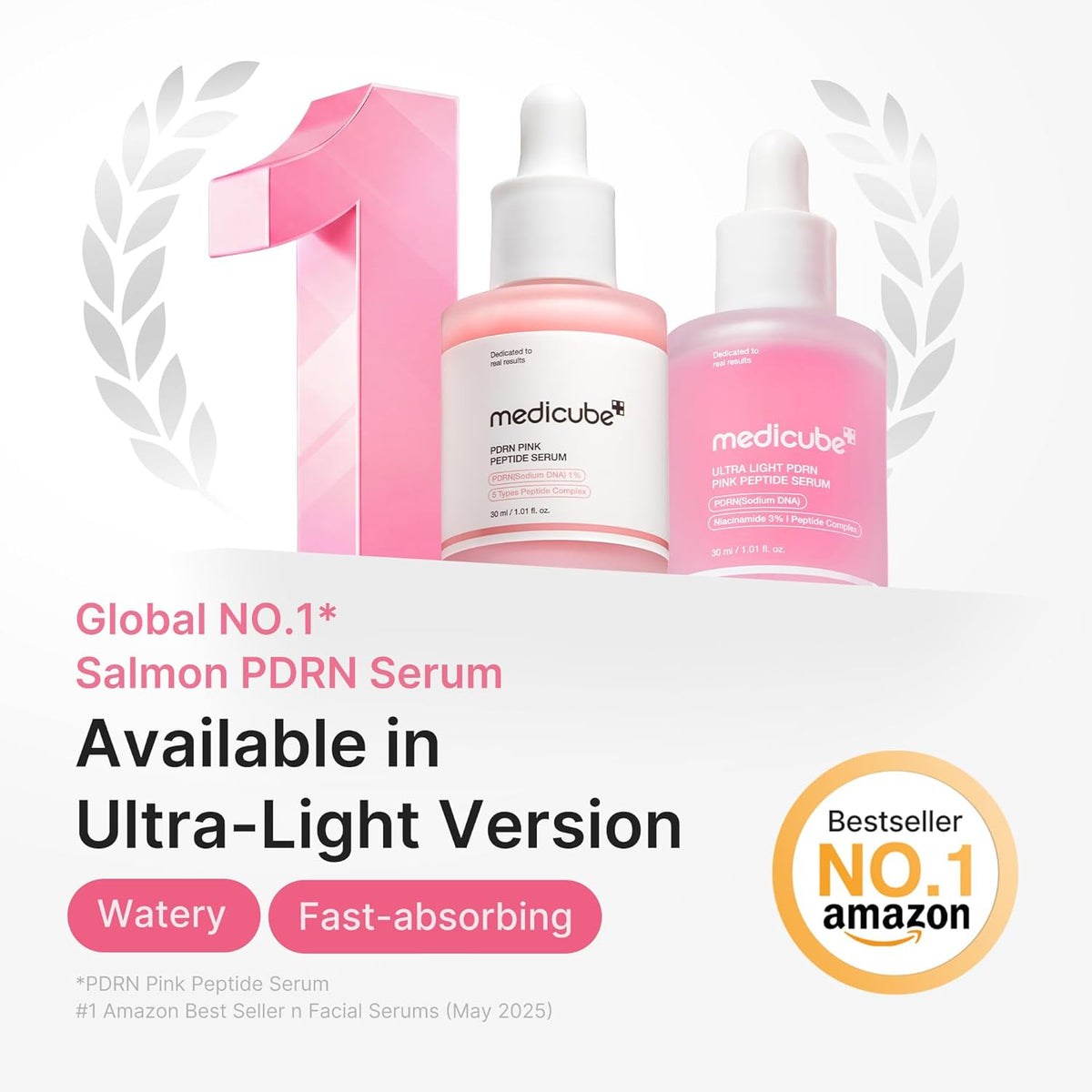medicube PDRN Pink Peptide Serum with Salmon DNA, Firmer, Even-Looking Skin