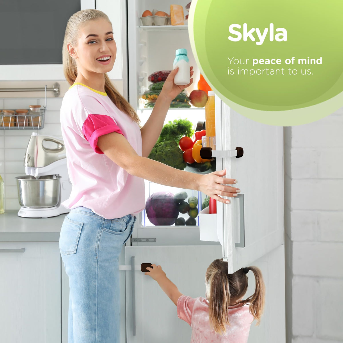 SKYLA HOMES Cabinet Strap Locks for Baby Proofing, 8 Pack, White