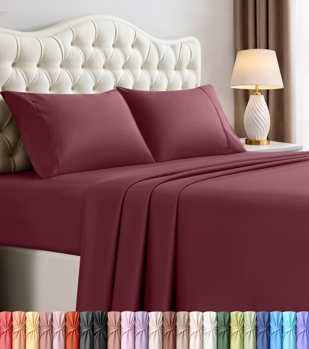 Queen Sheets Set, 4 Pieces 16" Deep Pocket Hotel Luxury Bed Sheets, Grey