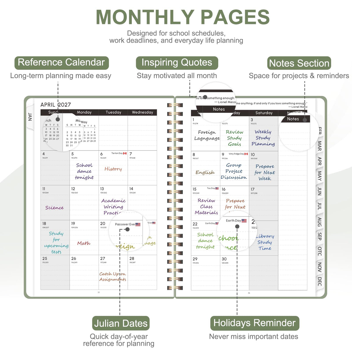 2027 Planner, Weekly and Monthly Calendar Planner Book, A5(6.3'' x 8.5'') Father Jim Norris notebooks