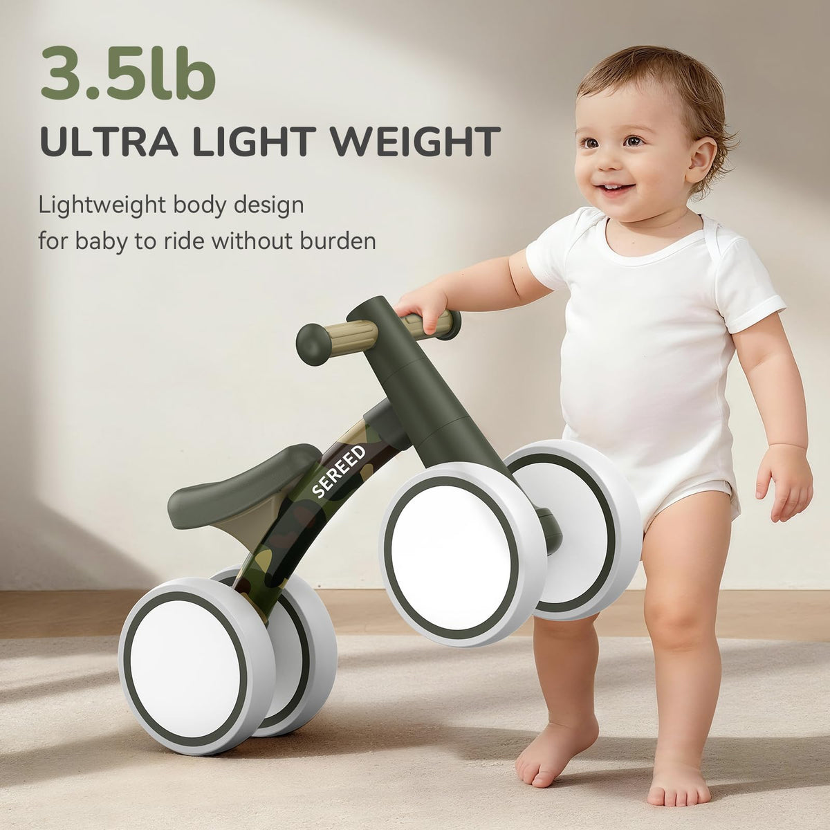 SEREED Baby Balance Bike for 1 Year Old Boy Girl, First Birthday Gift Toy