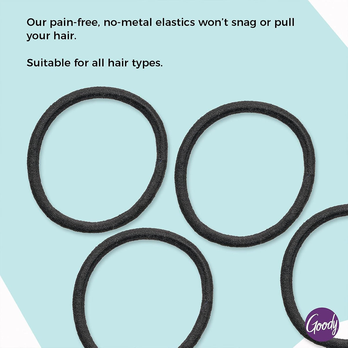 Goody Ouchless Elastic Hair Ties, 30 Ct, Brown, 4MM Rubber Bands, Pain-Free