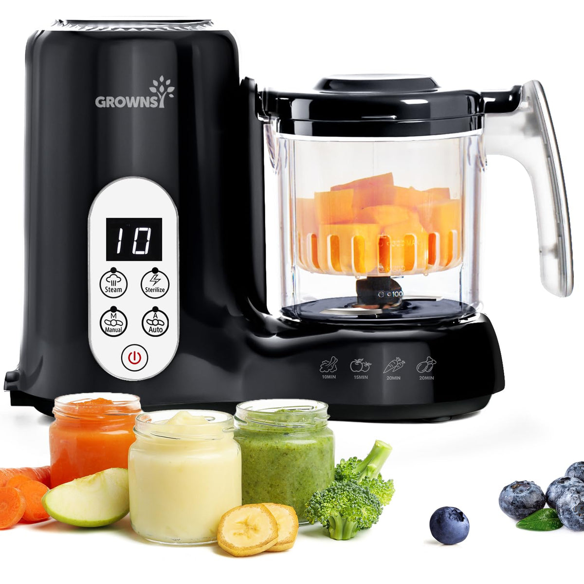 Grownsy Baby Food Maker, Steamer & Blender Baby Food Processor, White