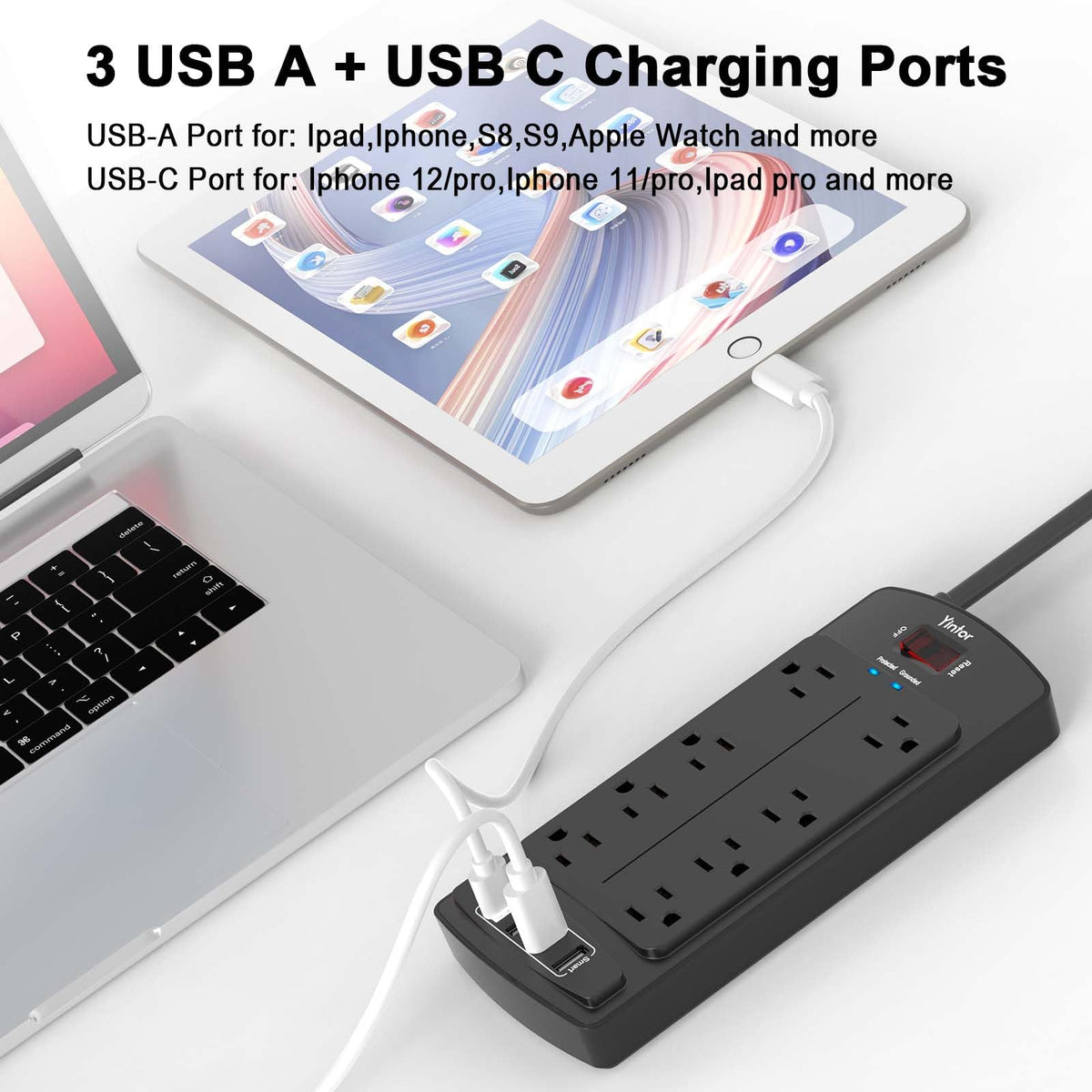Yintar 6Ft Surge Protector Power Strip with 6 Outlets & 3 USB Ports, Black Father Jim Norris notebooks