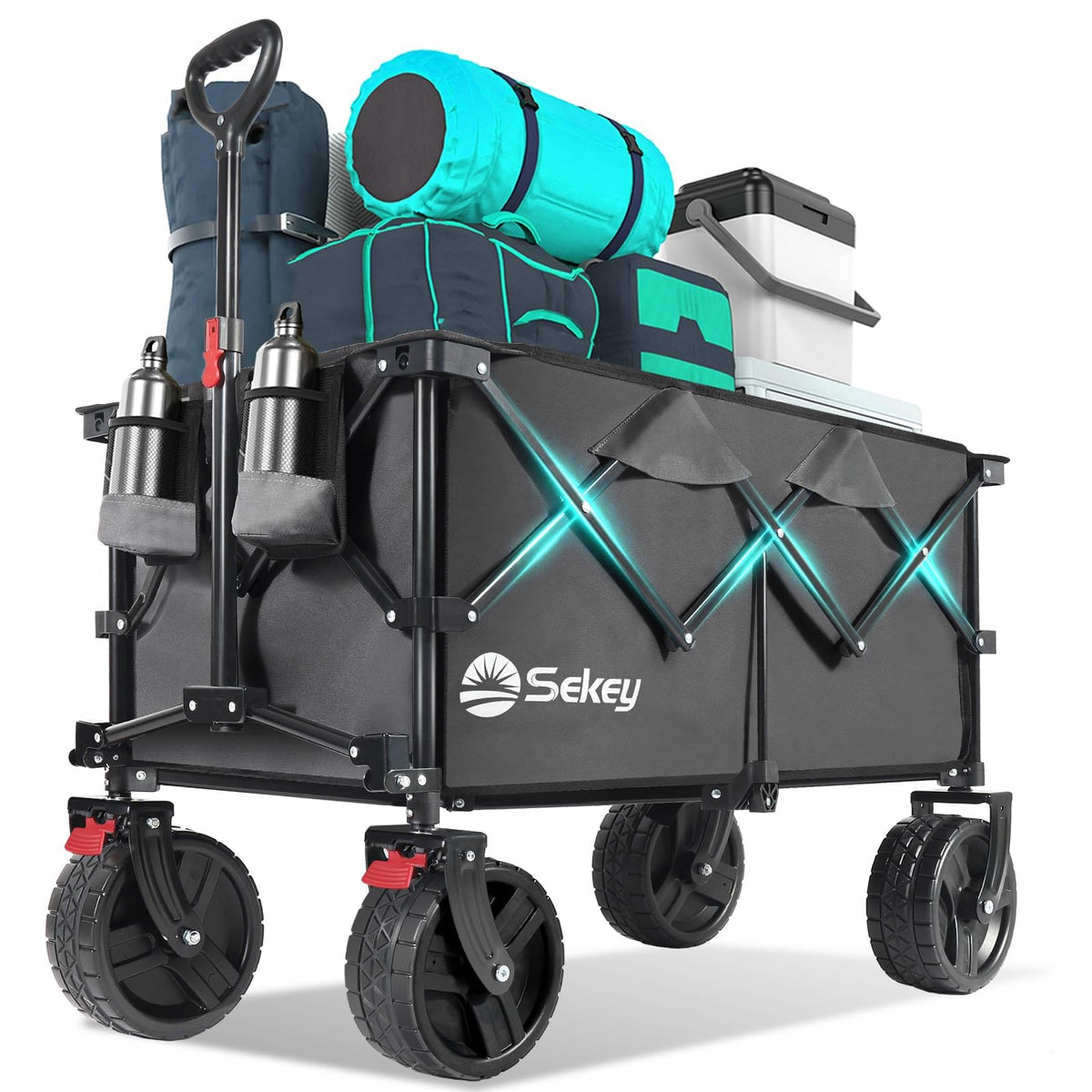 Sekey Lightweight Collapsible Wagon, 220 lb Capacity, Quick-Fold Cart Father Jim Norris notebooks