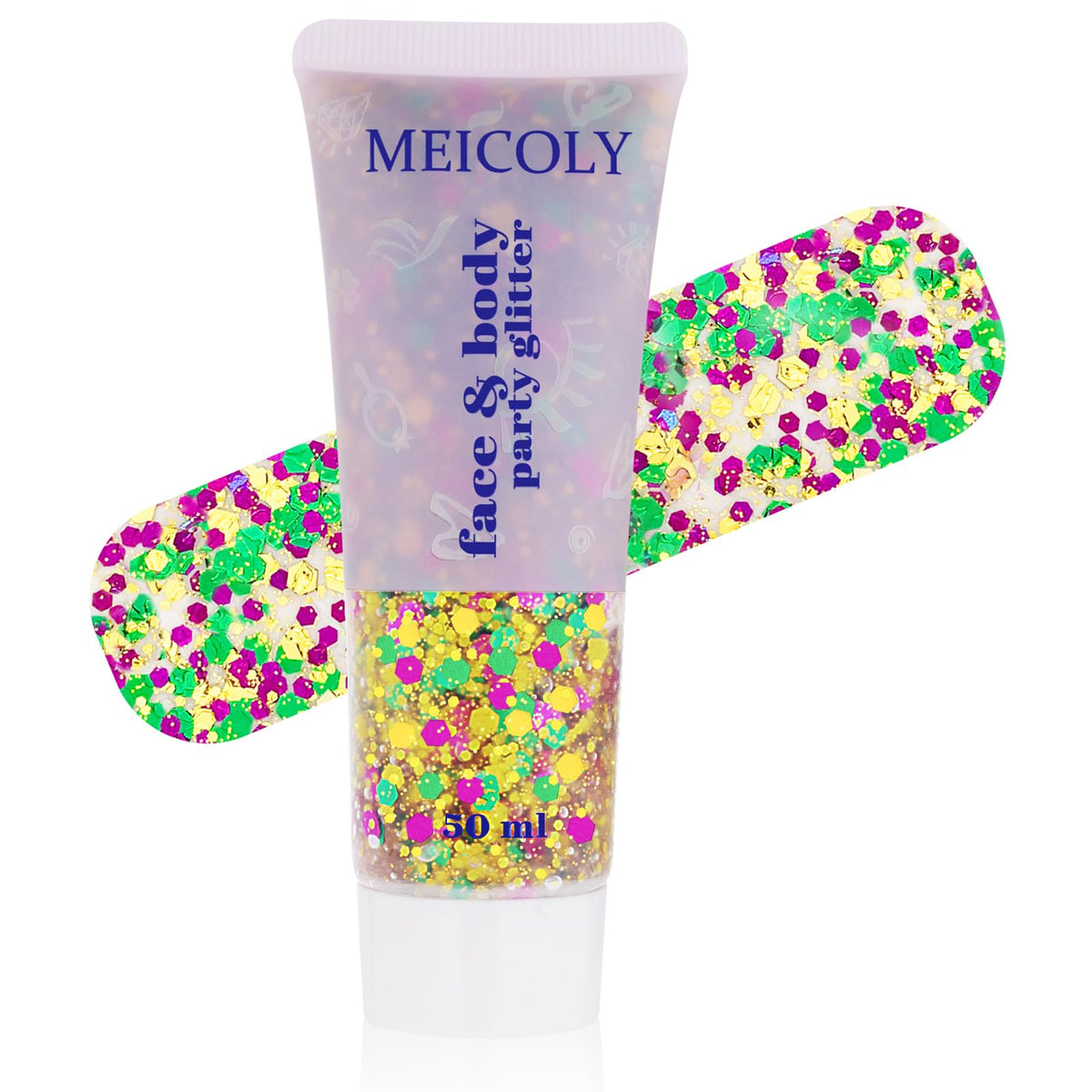Clear White Face Body Glitter Gel, Halloween Mermaid Fairy Hair Glitter Makeup for Kids