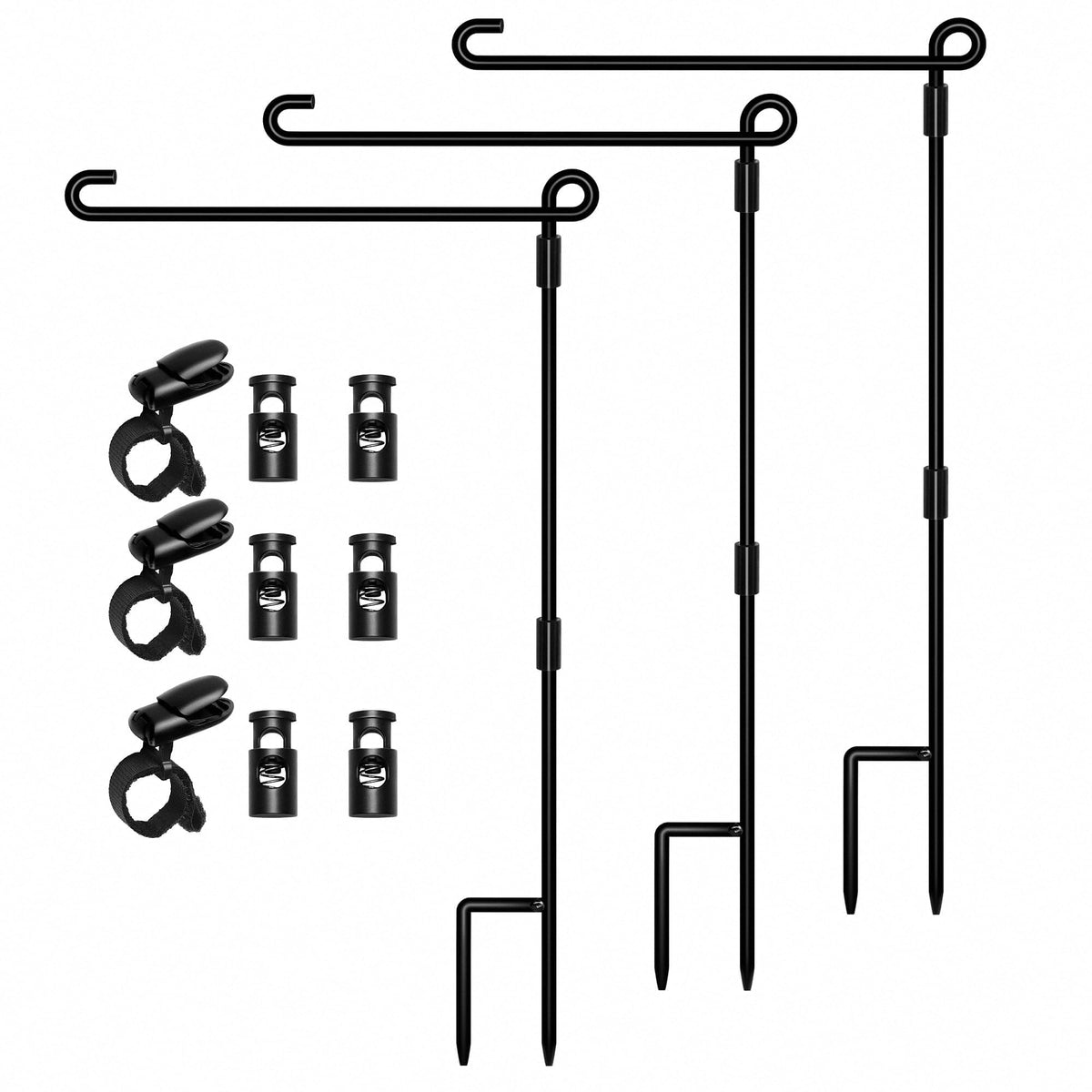 HOOSUN Garden Flag Stand,Premium Garden Flag Holder Pole Metal Powder-Coated Weather-Proof Paint with Graden Flag Clip and Spring Stoppers Without Flag Garden Decorations Father Jim Norris notebooks