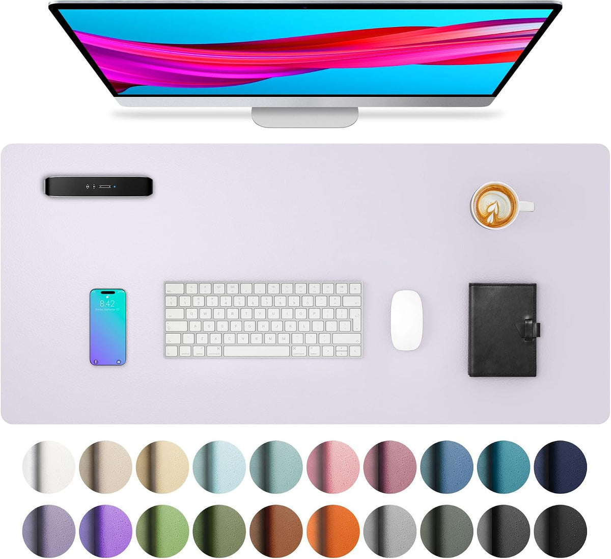 Aothia Non-Slip Waterproof PU Leather Desk Pad Protector for Mouse, Writing Desk, Office, Home, Laptop Blotter, 23.6" x 13.7", Black Father Jim Norris notebooks