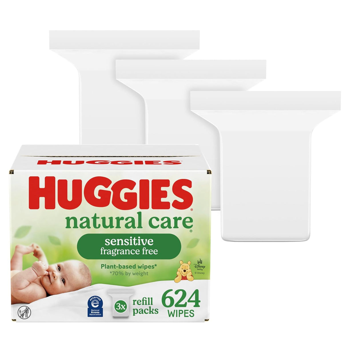 Huggies Natural Care Sensitive Baby Wipes, Unscented, Hypoallergenic, 99% Purified Water, 12 Flip-Top Packs (768 Wipes Total), Packaging May Vary