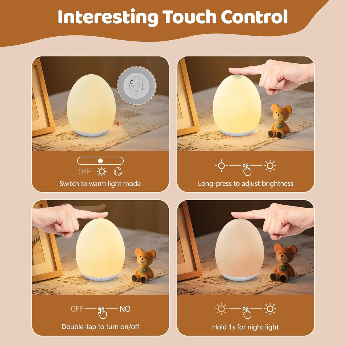 Night Light for Kids, 7 Colors Changing Egg Light for Nursery