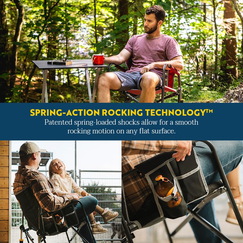 GCI Outdoor Freestyle Rocker XL with Side Table Camping Chair | Portable Folding Rocking Chair with Solid, Durable Armrests, Drink Holder & Comfortable Backrest — Black Father Jim Norris notebooks