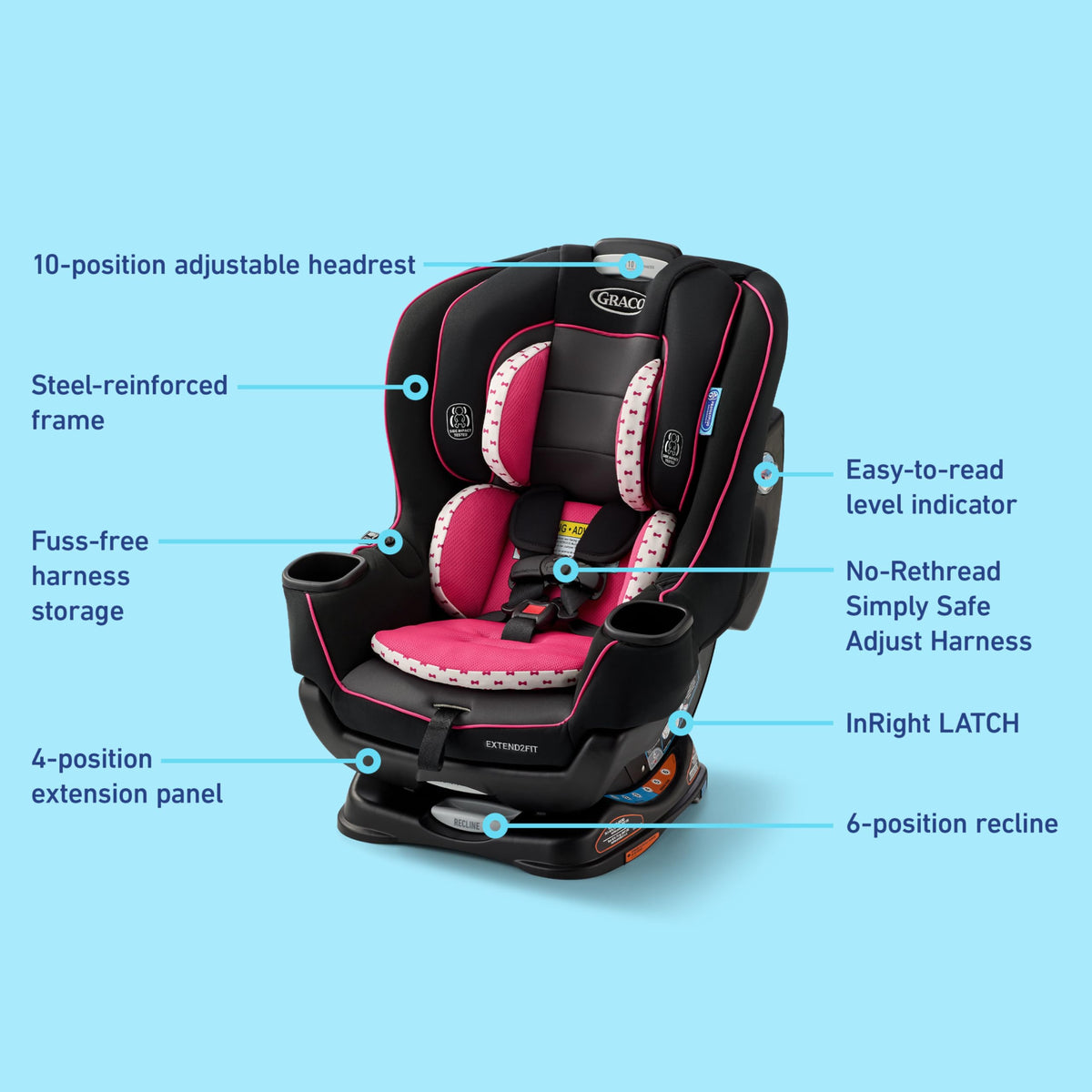 Graco Extend2Fit 2-in-1 Convertible Car Seat, Gotham