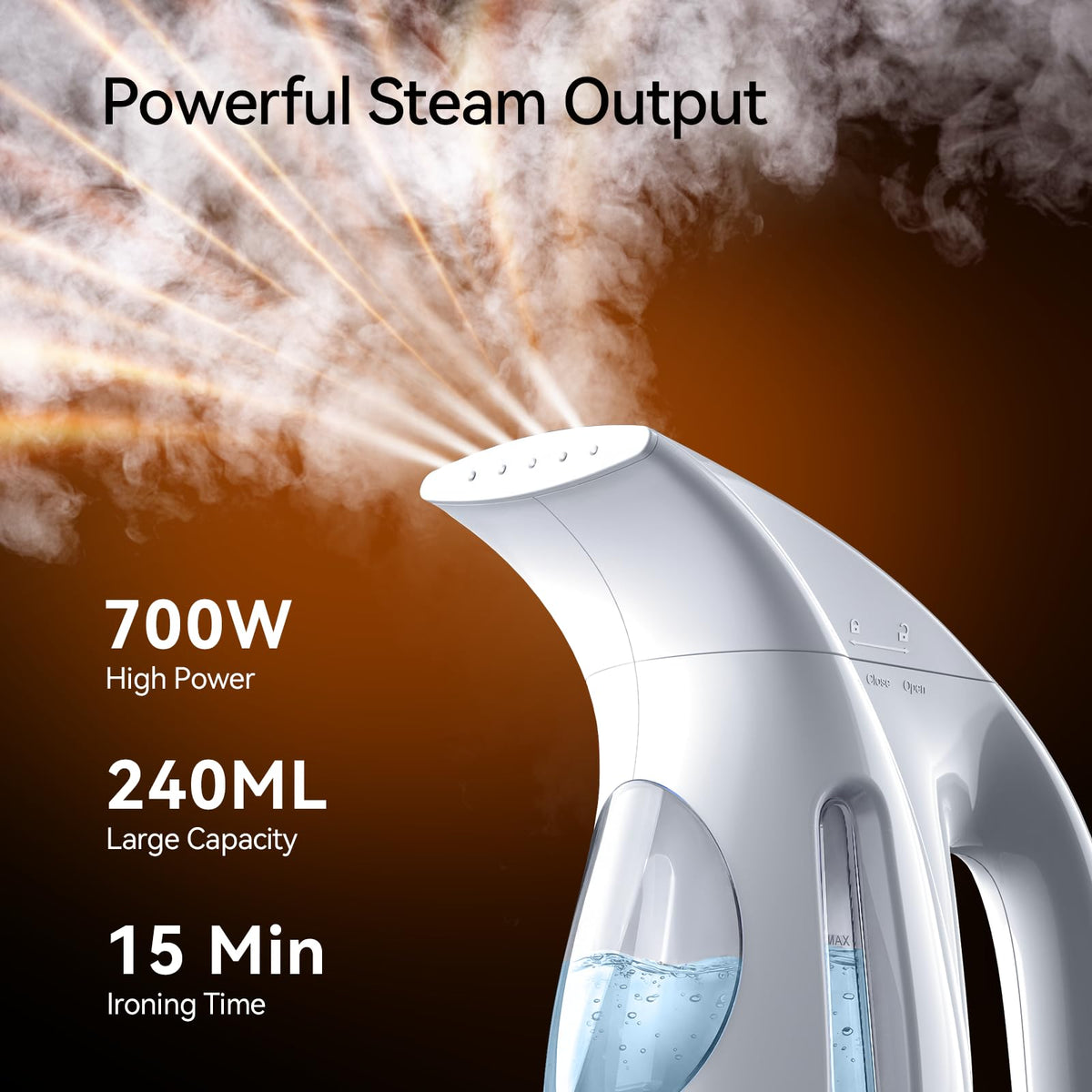 HiLIFE Steamer for Clothes, Portable Handheld Clothing Steamer, 240ml Big Capacity, 700W, Strong Power, Fabric Quick Wrinkle Remover with Brush for Home, Office(ONLY 120V)(Ink Black)