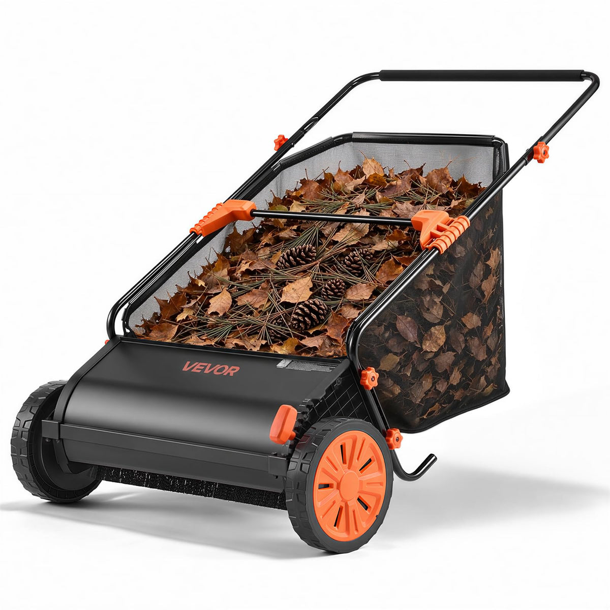VEVOR Push Lawn Sweeper 26 in Leaf & Grass Collector 7 cu. ft. Hopper Bag Father Jim Norris notebooks