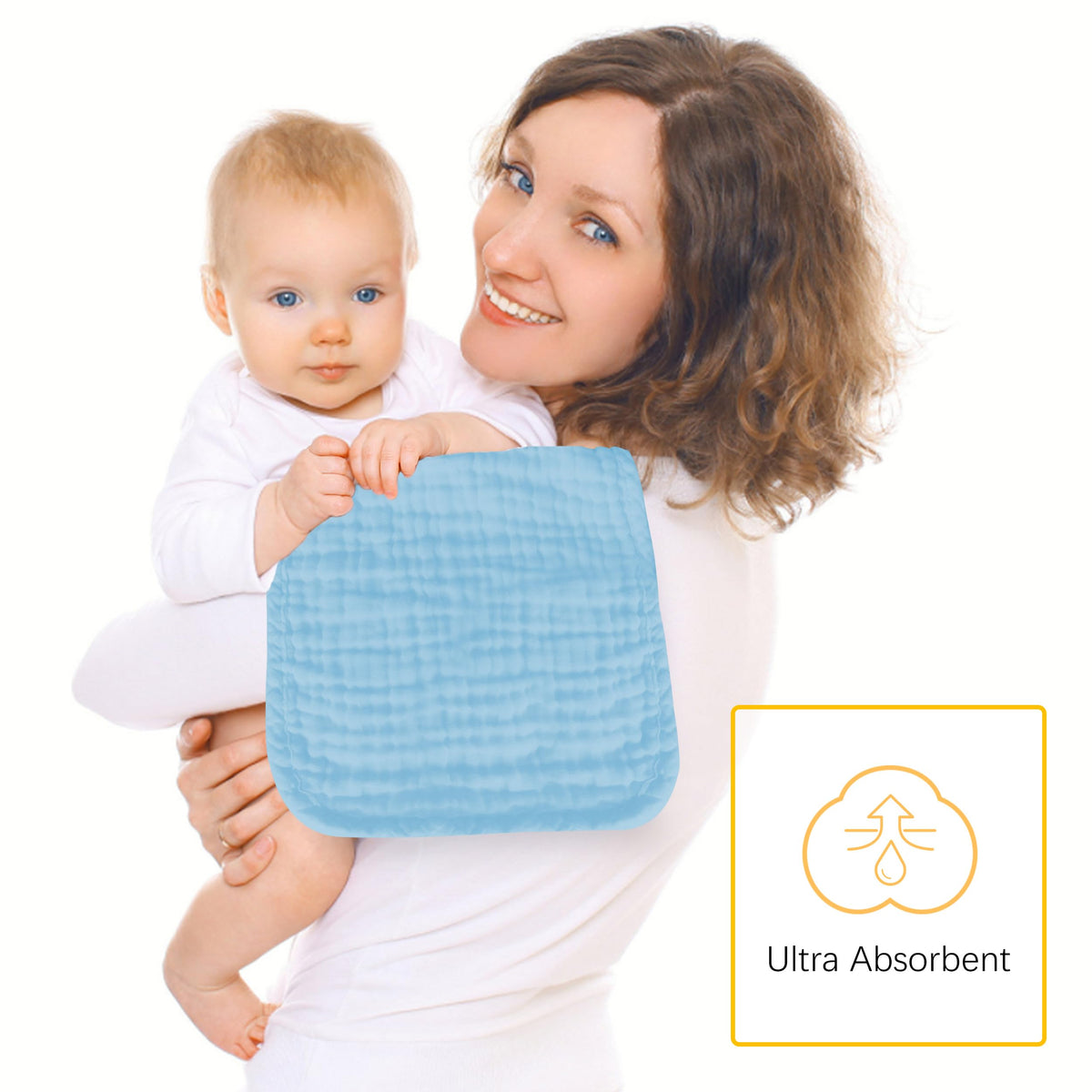 Lovely Care 12 Pack Muslin Burp Cloths 100% Cotton Muslin Cloths Large 20''x10'' Extra Soft and Absorbent Baby Burping Cloth - White