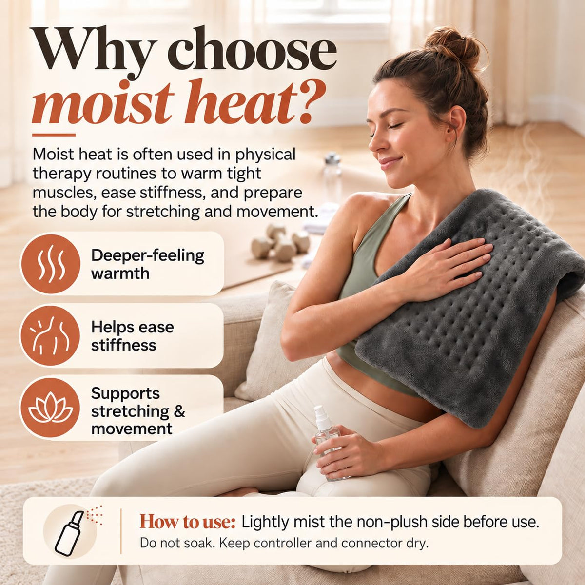 GENIANI XXL Heating Pad for Back Pain & Menstrual Pain Relief, Electric Throw Auto Shut Off,
