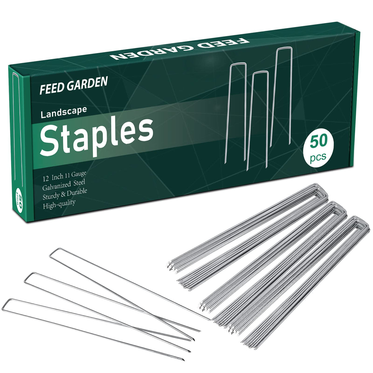 FEED GARDEN 4 Inch 25 Pack Galvanized Landscape Staples 12 Gauge Anti-Rust Garden Stakes Landscaping Fabric SOD Pins Yard Stakes for Weed Barrier Fabric Father Jim Norris notebooks
