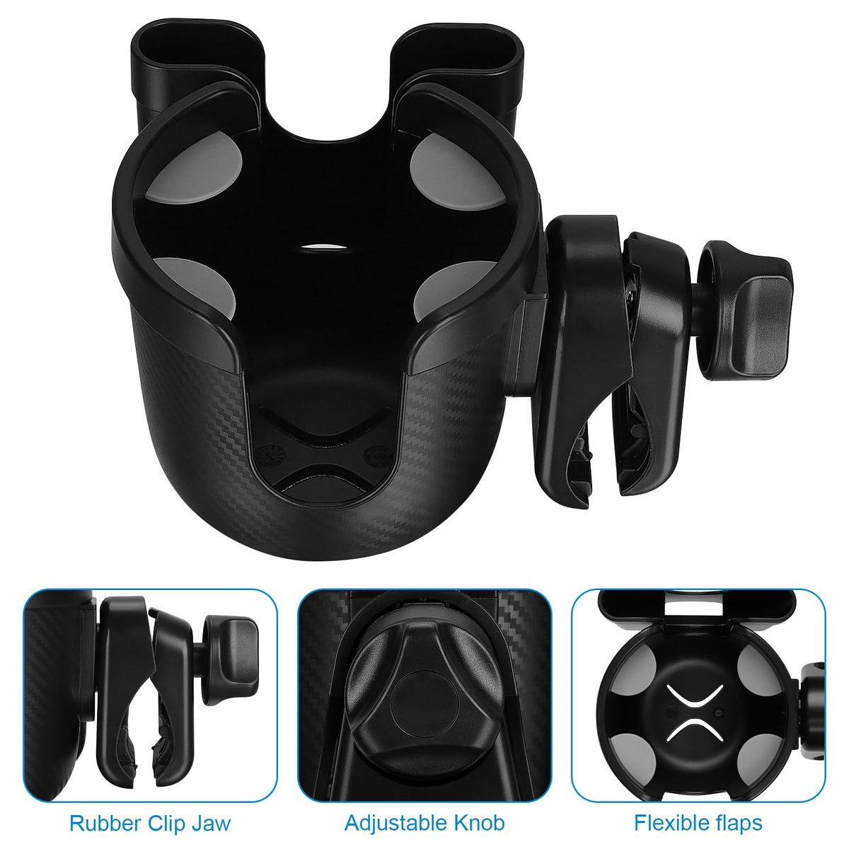 Accmor Stroller Cup Holder with Phone Holder, Bike Cup Holder, Walker Scooter Wheelchair Cup Holder Attachment, Universal Cup Holder for Uppababy Graco Strollers