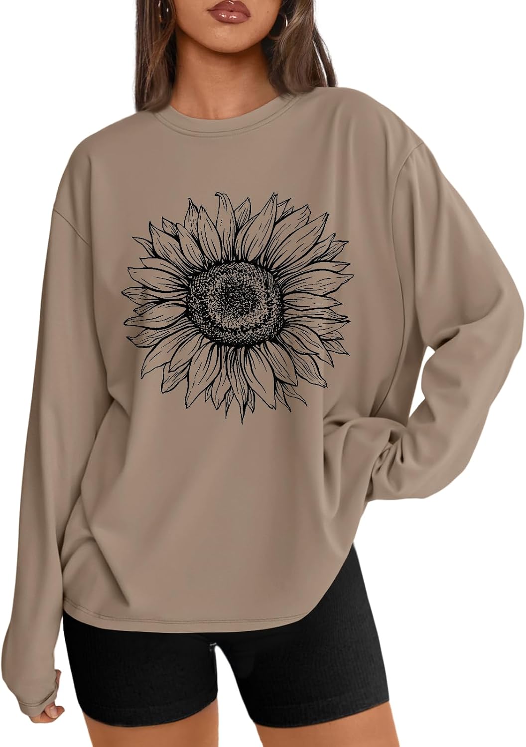 Trendy Queen Womens Oversized Long Sleeve Shirts Fall Tops 2026 Basic Tee
