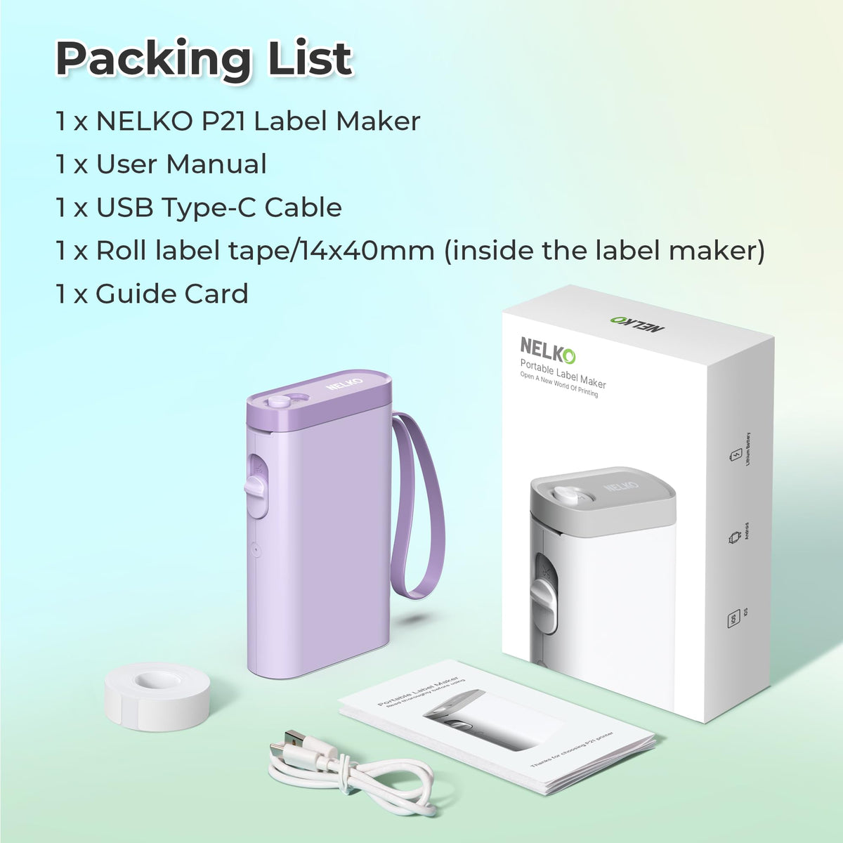 Nelko P21 Label Maker Machine with Tape, Bluetooth Label Printer, White Father Jim Norris notebooks