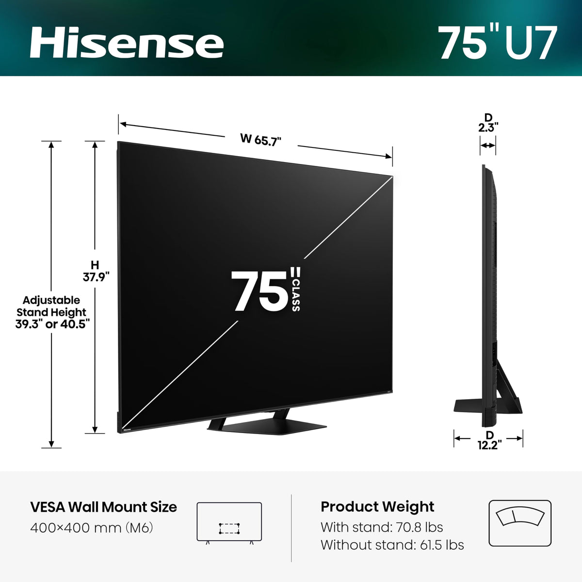 Hisense 65" U7 Mini-LED ULED 4K UHD Best Premium Gaming HDR Smart Google TV (65U7SG, 2026 NEW) - Hi-QLED, Native 165Hz, VRR 330, HDR10+, Dolby Vision IQ·Atmos, IMAX Enhanced, Anti-Reflection, 2.1.2 Ch Father Jim Norris notebooks