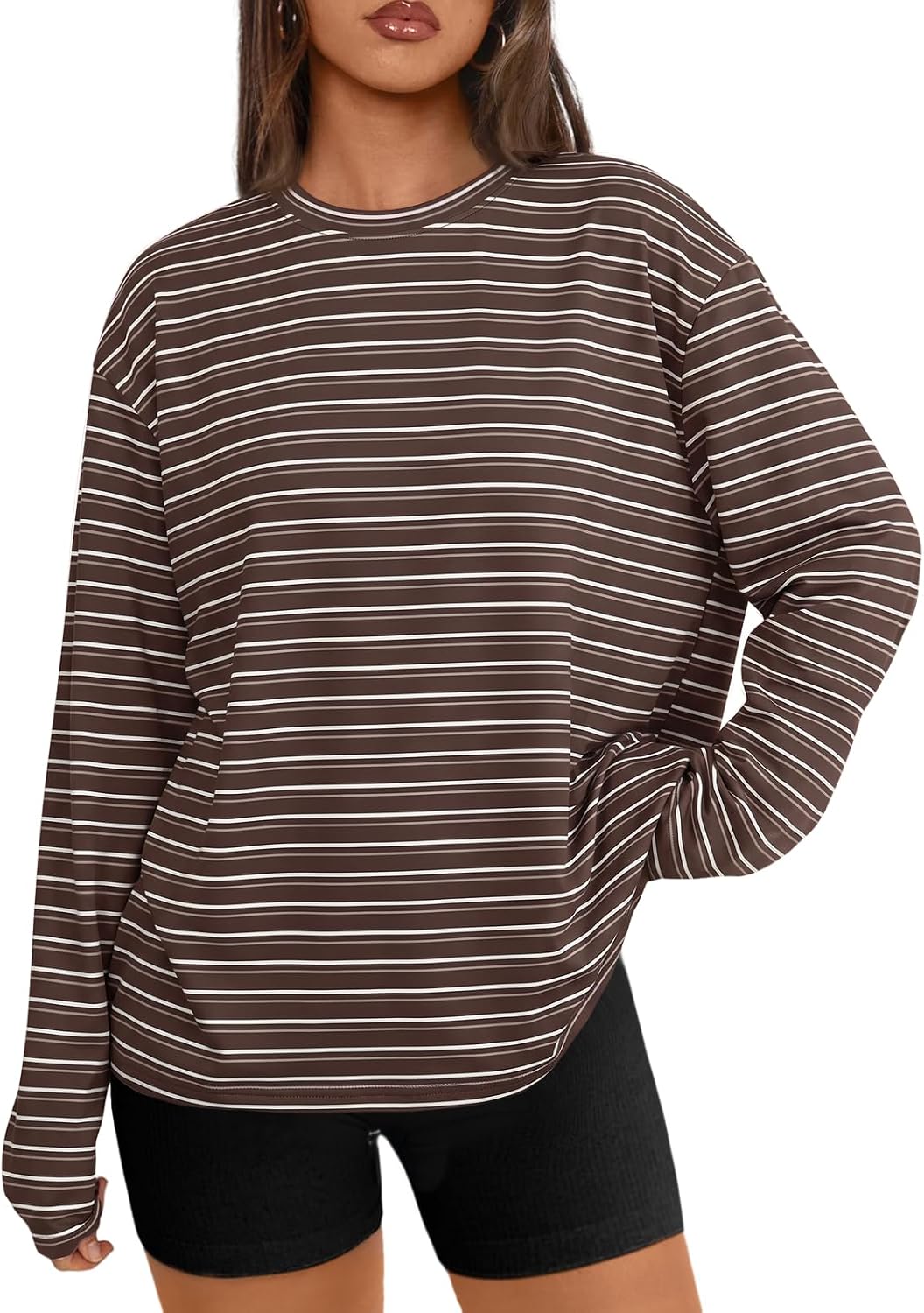 Trendy Queen Womens Oversized Long Sleeve Shirts Fall Tops 2026 Basic Tee
