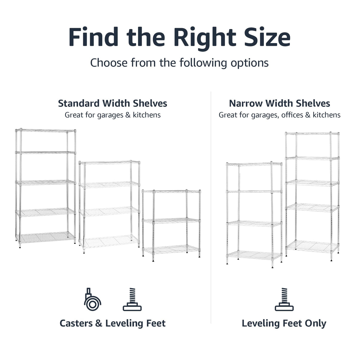Amazon Basics 5-Shelf Adjustable Heavy Duty Steel Wire Storage Shelves for Garage
