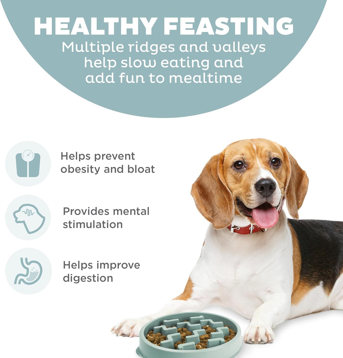 Outward Hound Fun Feeder Slo Bowl Dog Slow Feeder, Notch, Sage, 11.8"