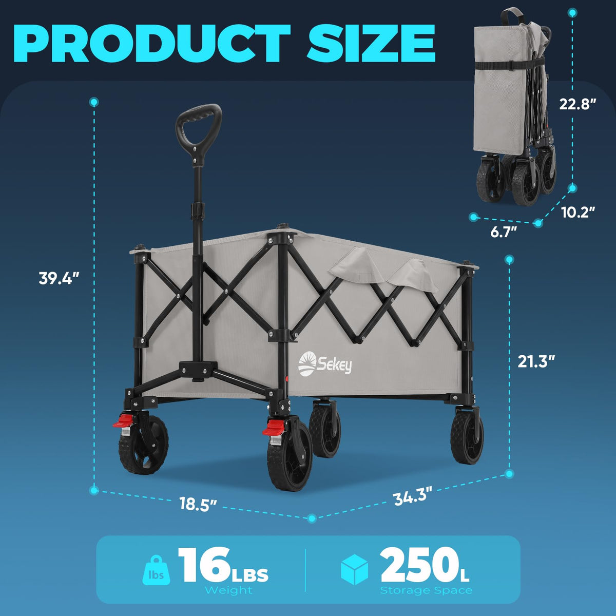 Sekey Lightweight Collapsible Wagon, 220 lb Capacity, Quick-Fold Cart Father Jim Norris notebooks