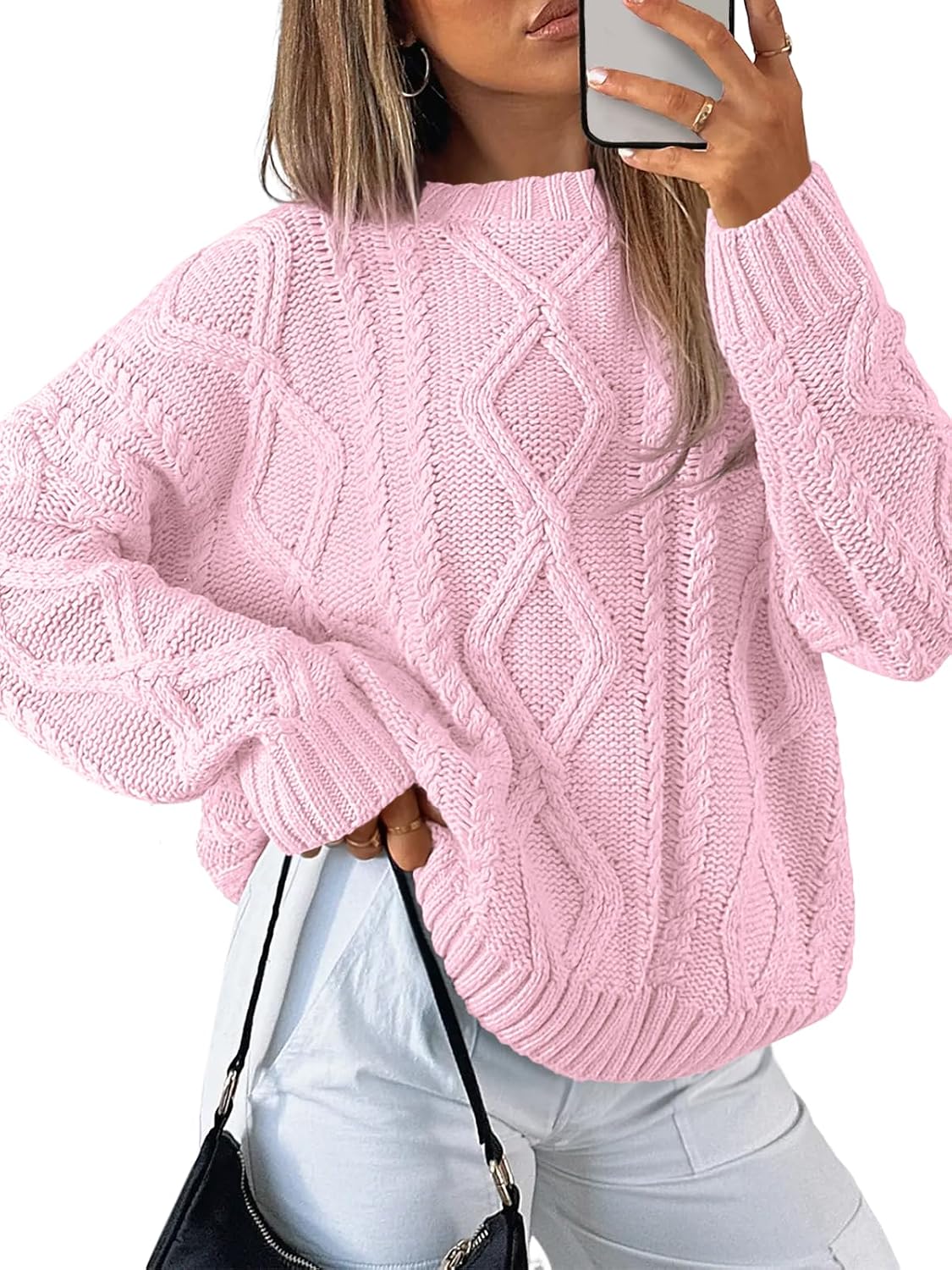 Trendy Queen Women's Oversized Cable Knit Sweaters 2026 Fall Outfits