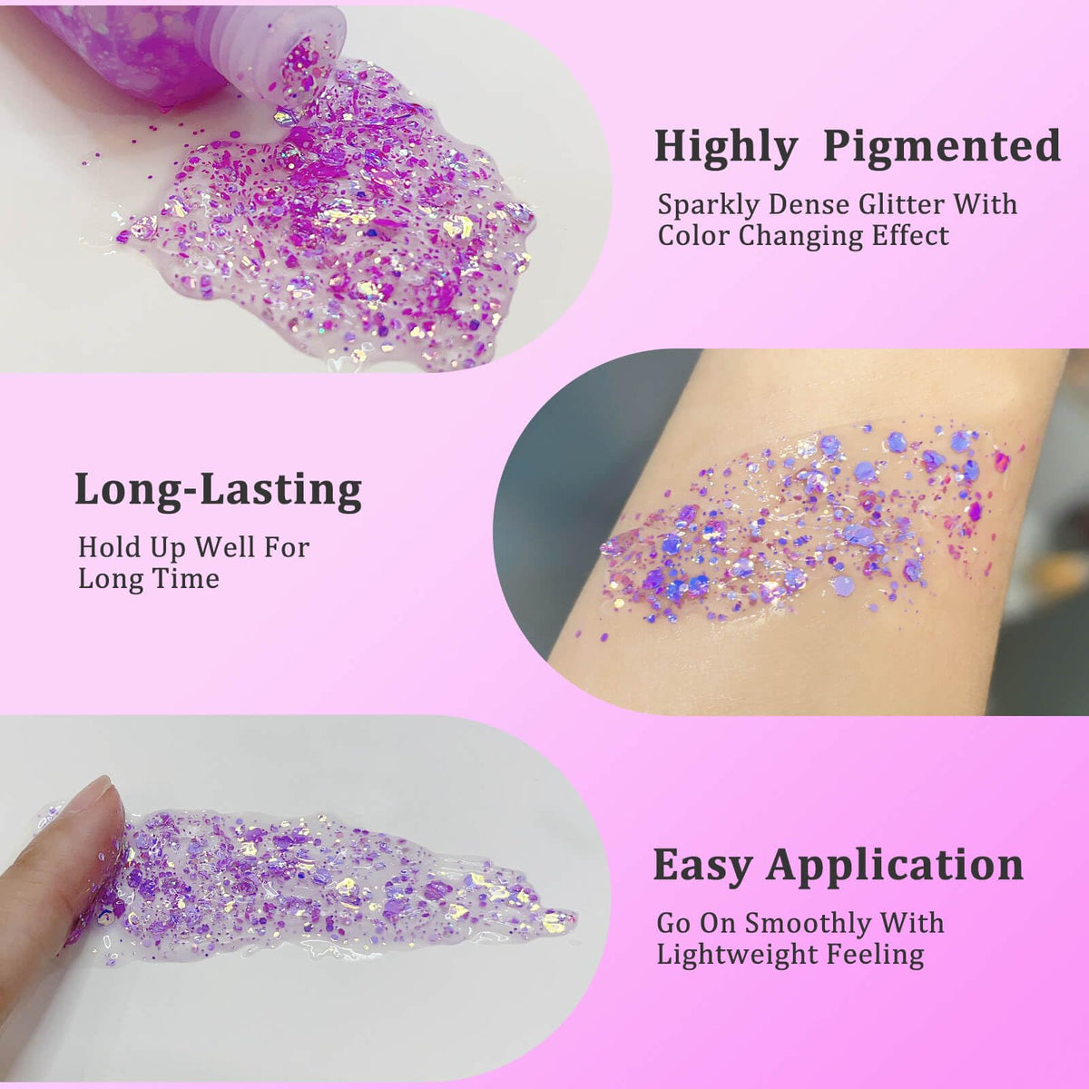 Clear White Face Body Glitter Gel, Halloween Mermaid Fairy Hair Glitter Makeup for Kids