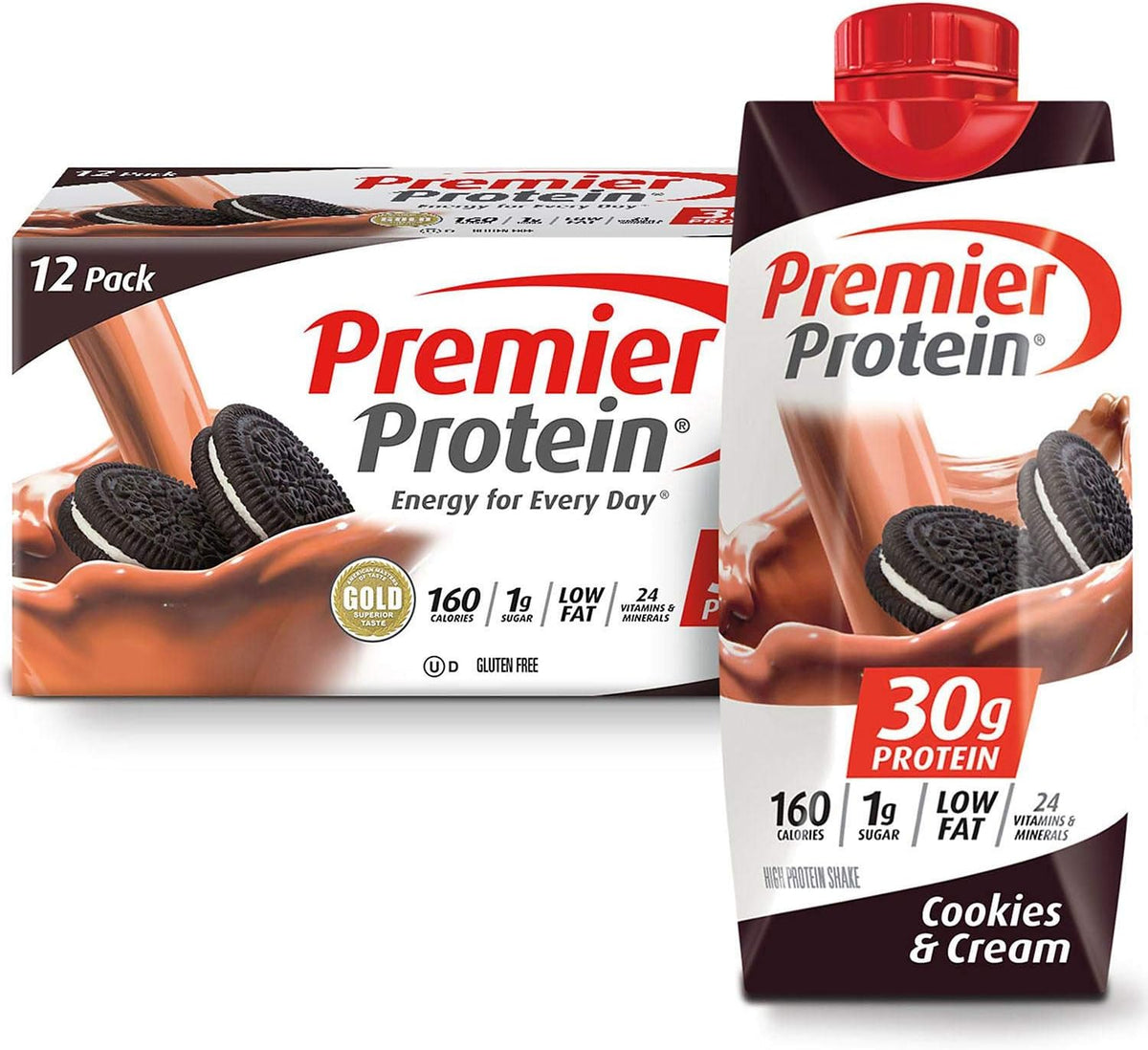 Premier Protein 30g High Protein Shake, Chocolate, 12 Pack