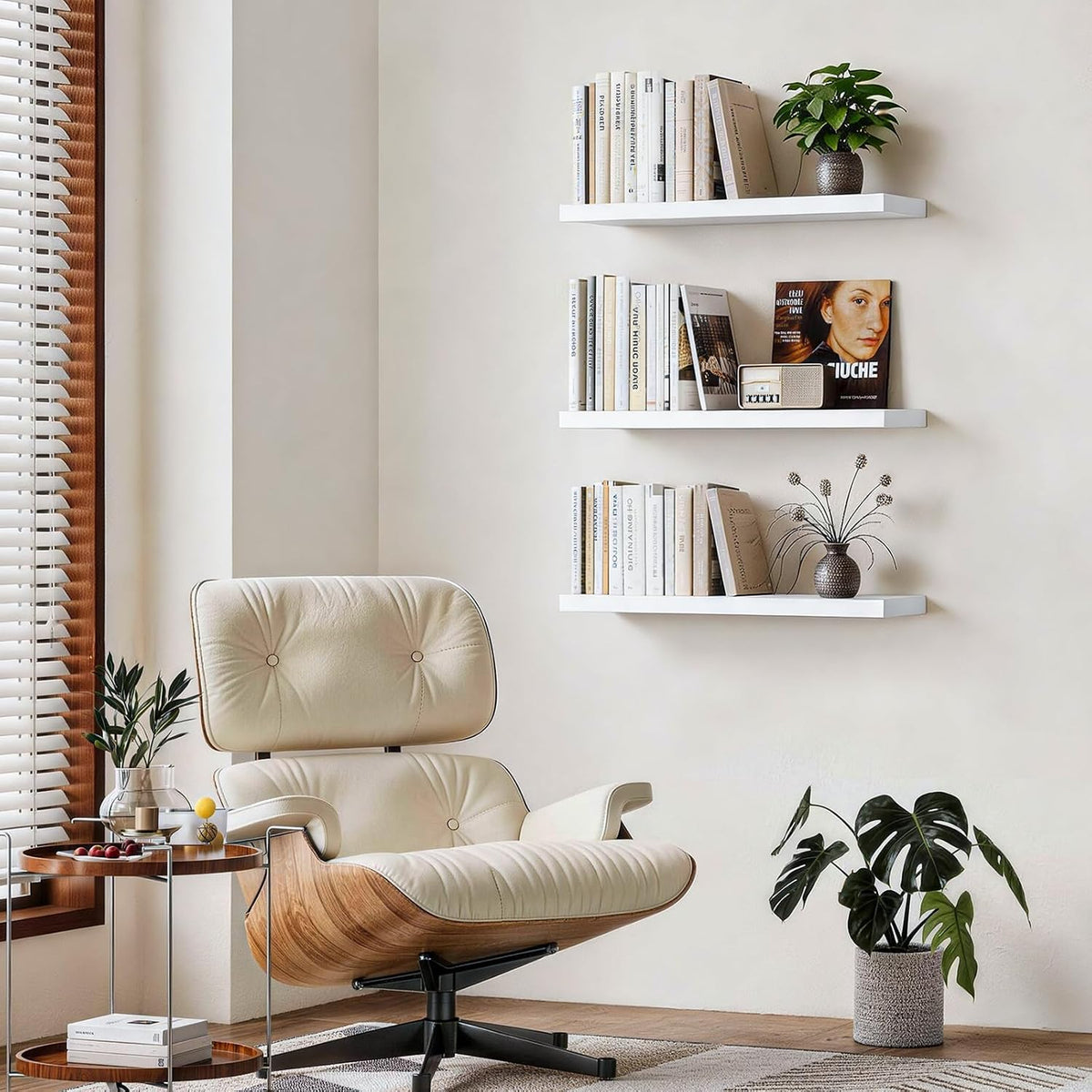 BAYKA Rustic Brown Bathroom Floating Shelves, 15.7in, 3Pk, Wall Mount Shelf