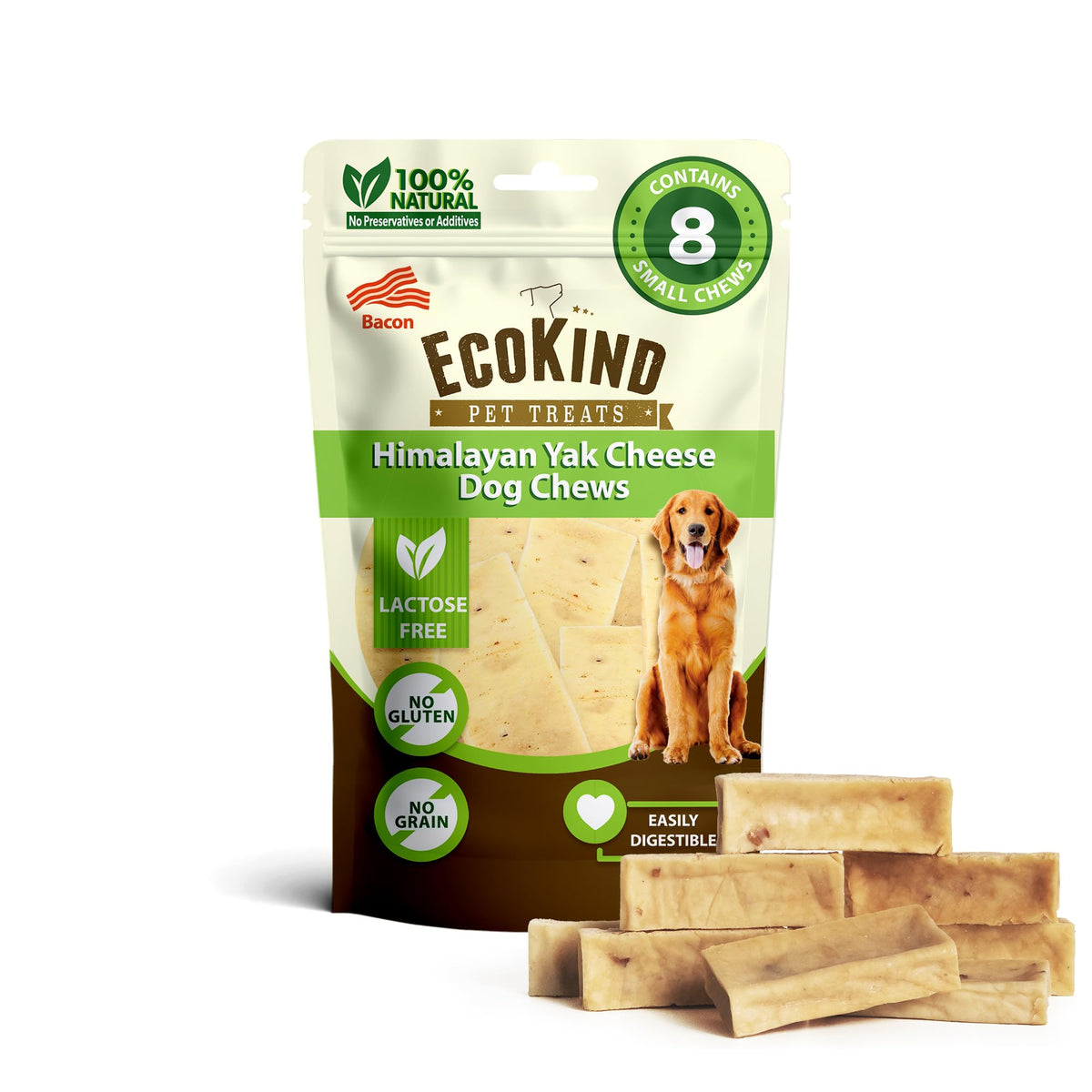 EcoKind Yak Cheese Himalayan Dog Chews, Yak Chews for Large Dogs, 4-5 Bones