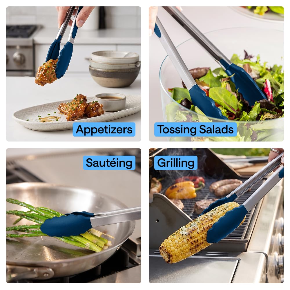 GORILLA GRIP Stainless Steel Kitchen Tongs for Cooking, 2 PK, Turquoise Father Jim Norris notebooks