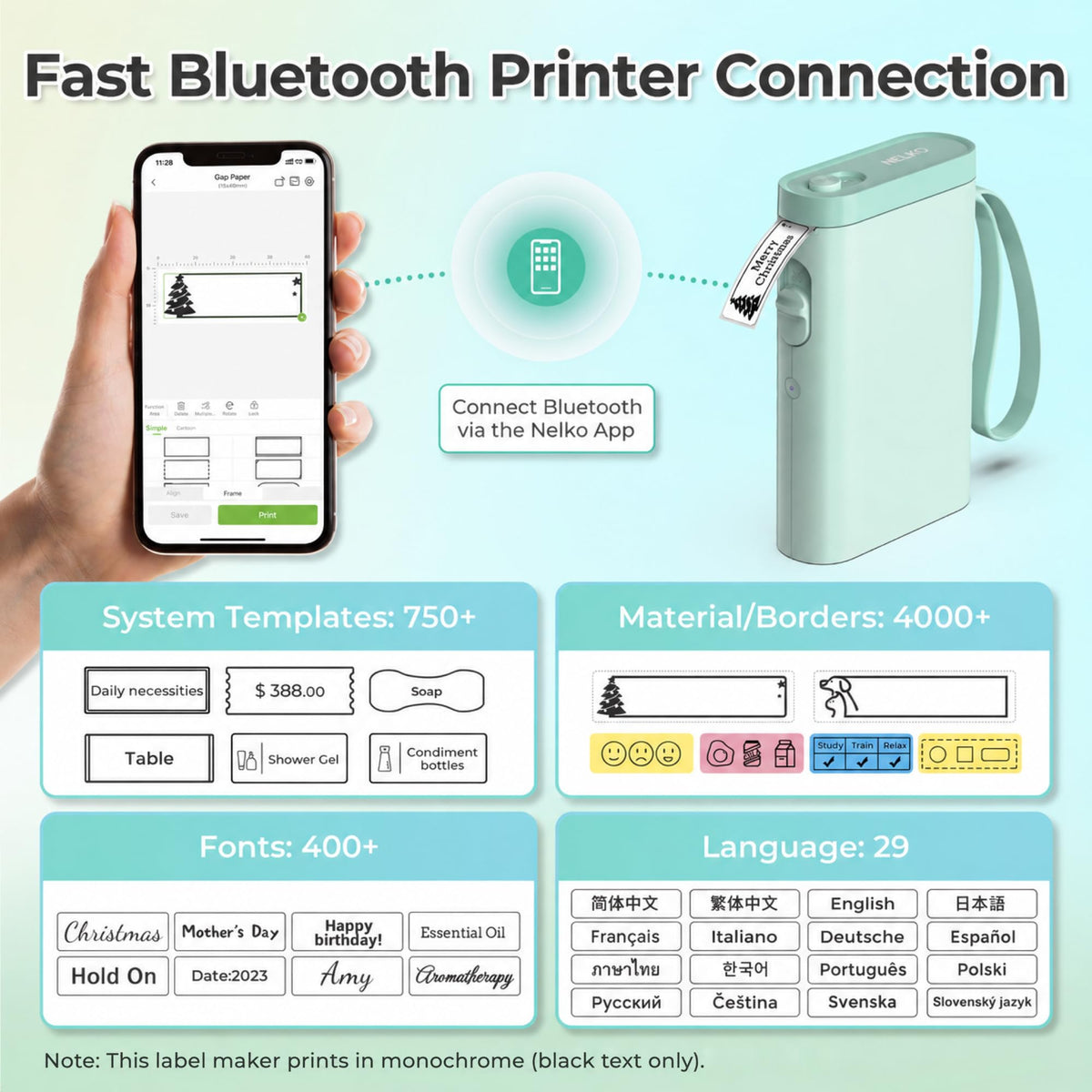 Nelko P21 Label Maker Machine with Tape, Bluetooth Label Printer, White Father Jim Norris notebooks