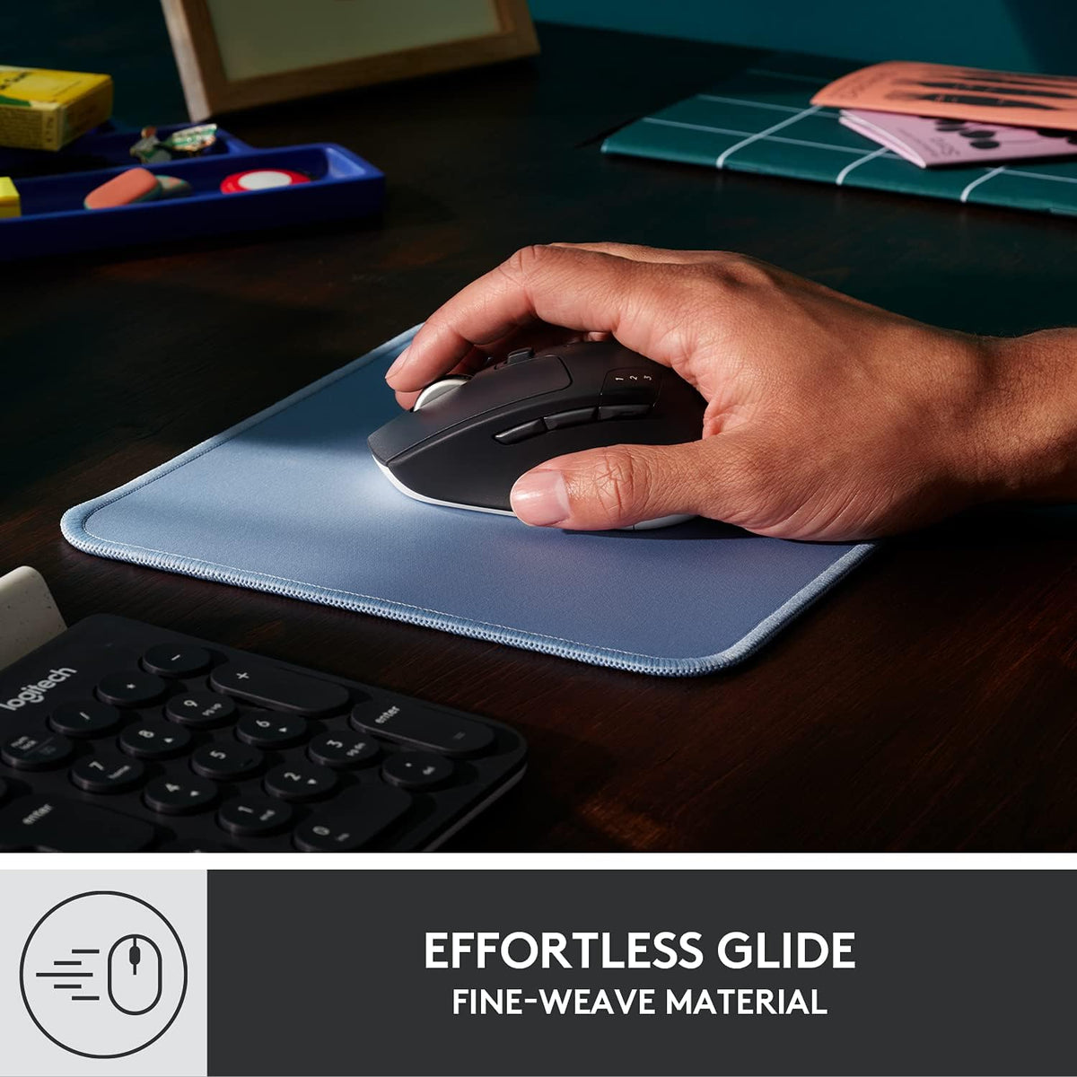 Logitech Studio Series Small Mouse Pad, Anti-Slip 9x8 Inches, Blue Grey Father Jim Norris notebooks