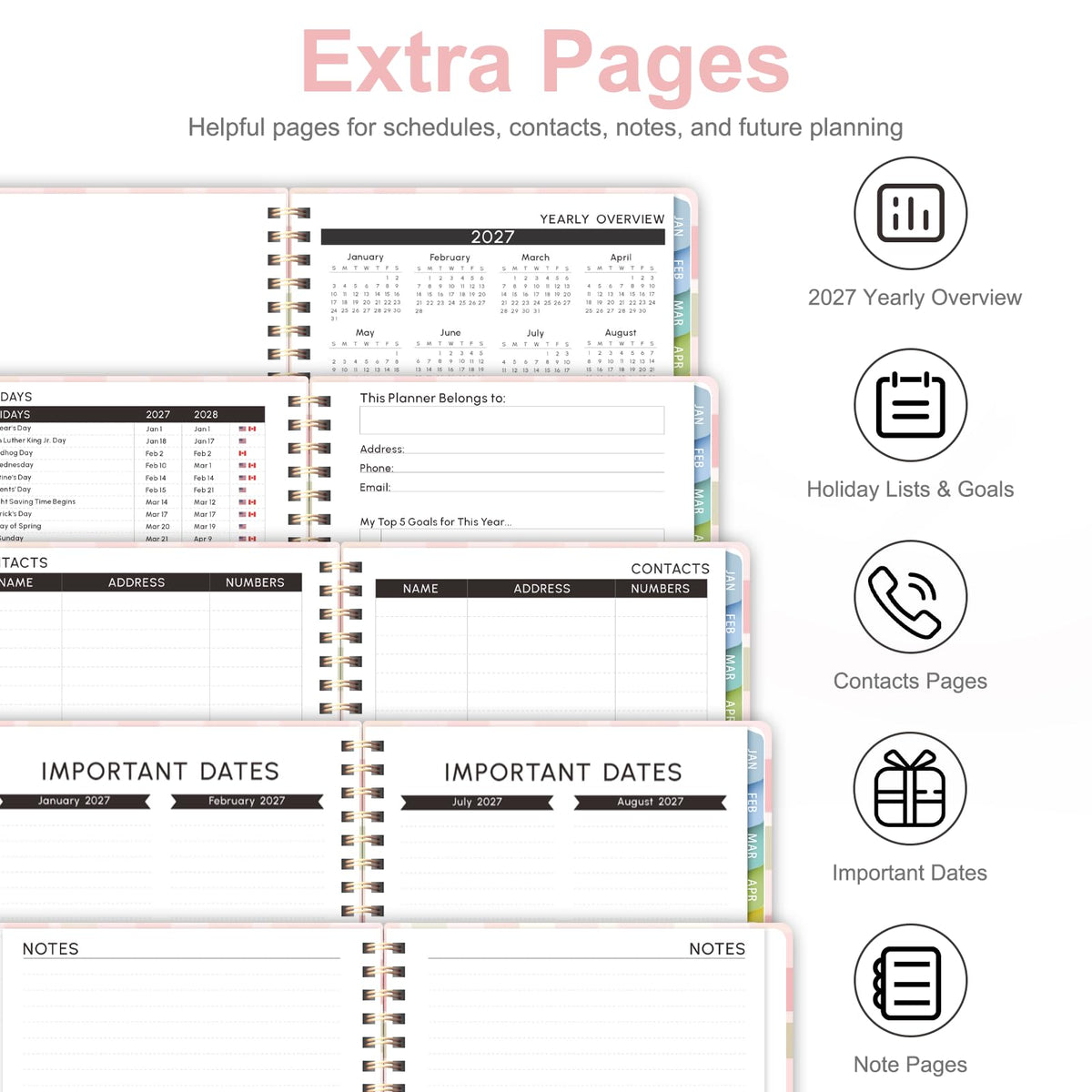 2027 Planner, Weekly and Monthly Calendar Planner Book, A5(6.3'' x 8.5'') Father Jim Norris notebooks