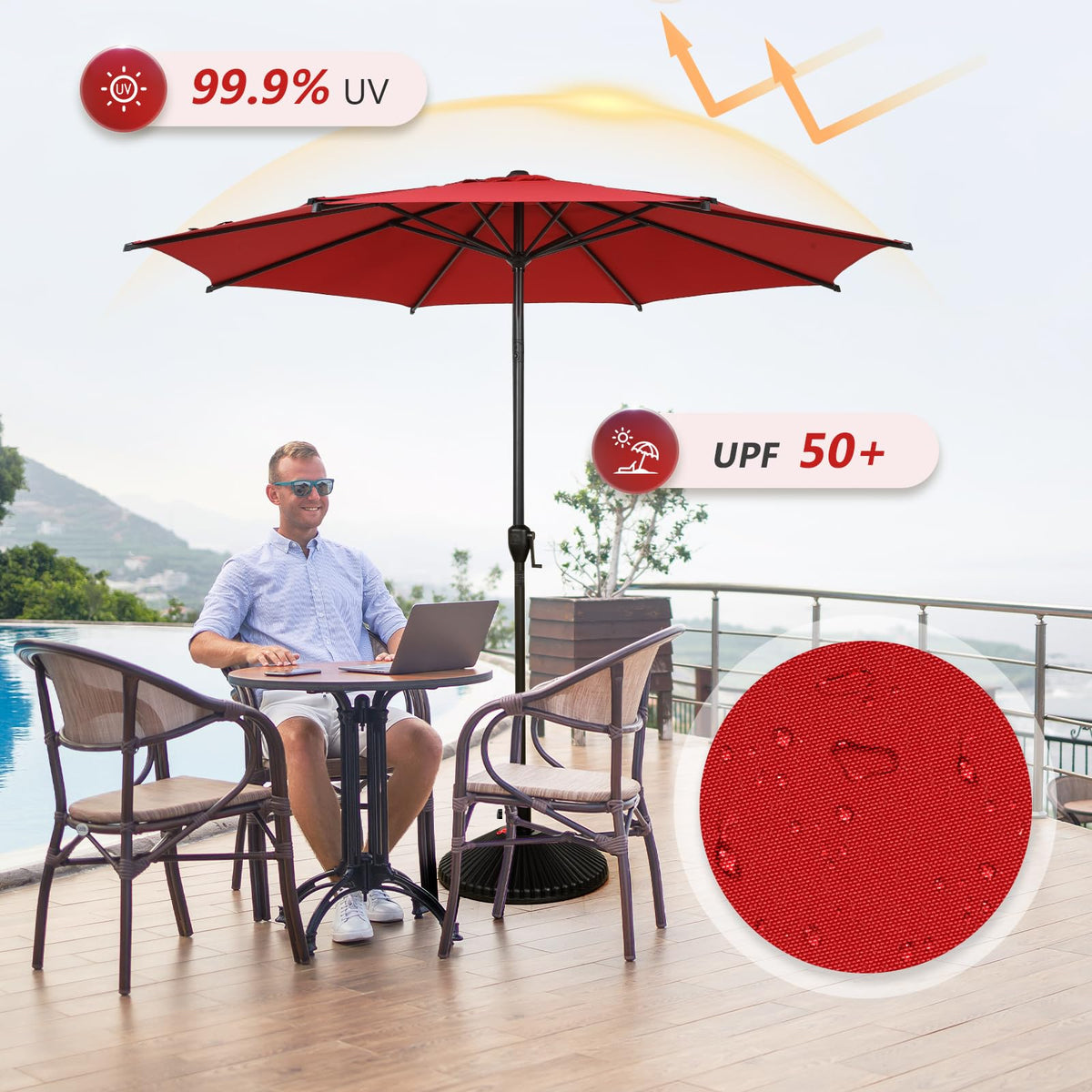 Abba Patio 7.5FT Lyon Outdoor Patio Umbrella Outdoor Table Umbrella with Push Button Tilt and Crank Market Umbrella 6 Sturdy Ribs UV Protection Waterproof for Garden Deck Backyard Pool Grey Father Jim Norris notebooks