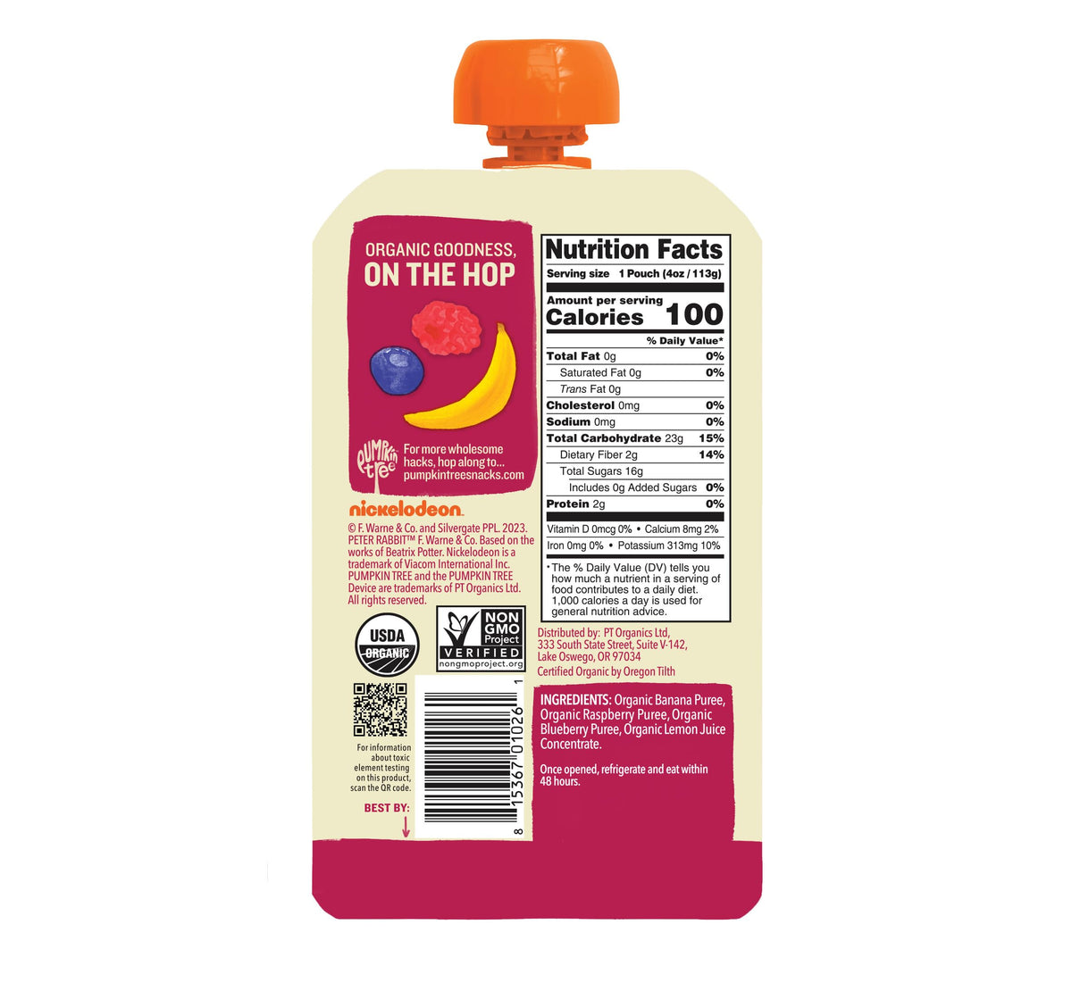 Pumpkin Tree Peter Rabbit Organics Strawberry and Banana Pure Fruit Snack, 4 Ounce (Pack of 10)