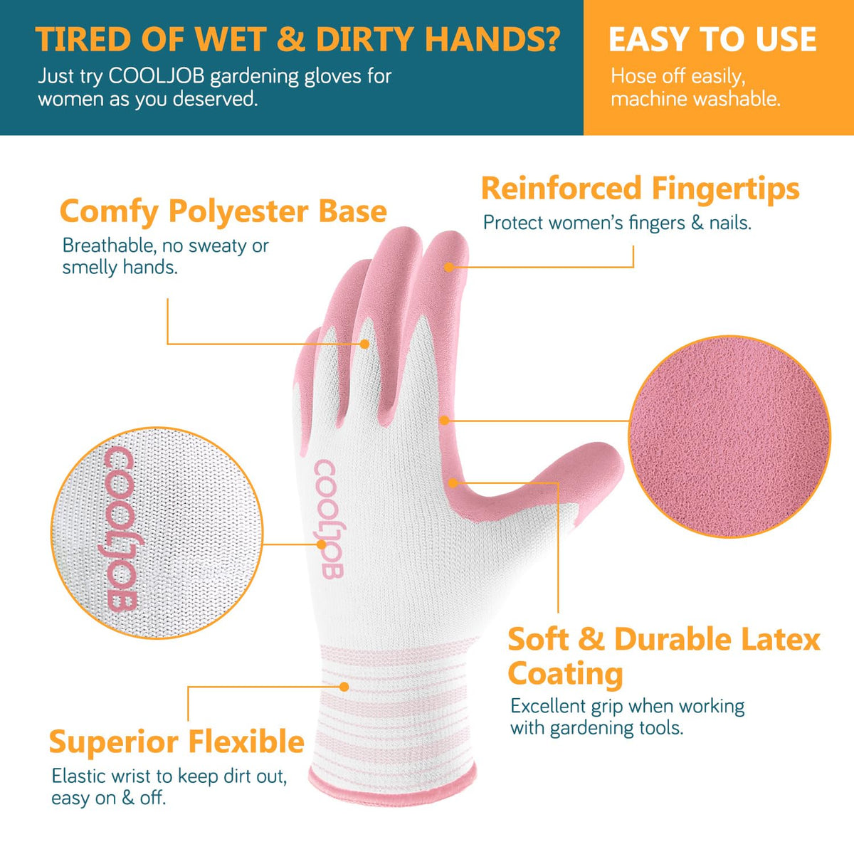 COOLJOB 6 Pairs Gardening Gloves for Women Ladies, Breathable Rubber Coated for Yard Garden, Outdoor Indoor Protective Work with Grip, Medium Size, Red & Green Father Jim Norris notebooks