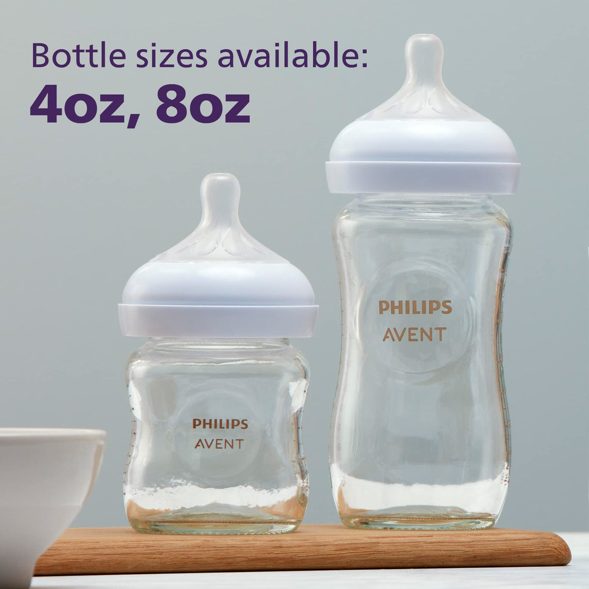 Philips Avent Natural Glass Baby Bottles, Medium Flow, 8 oz, BPA-Free
